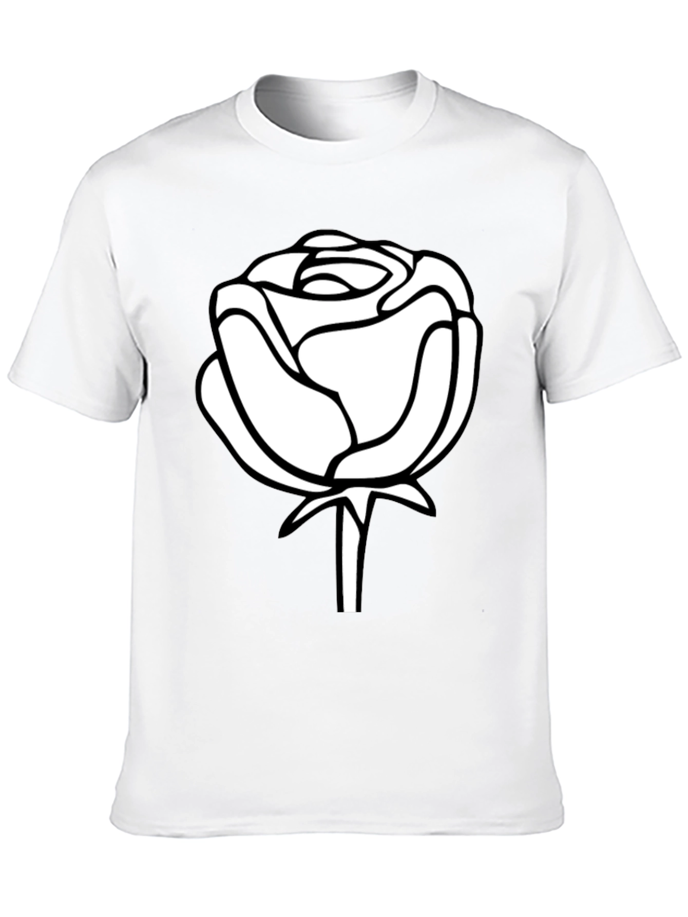 Black Black T-Shirt with White Rose Design view 10