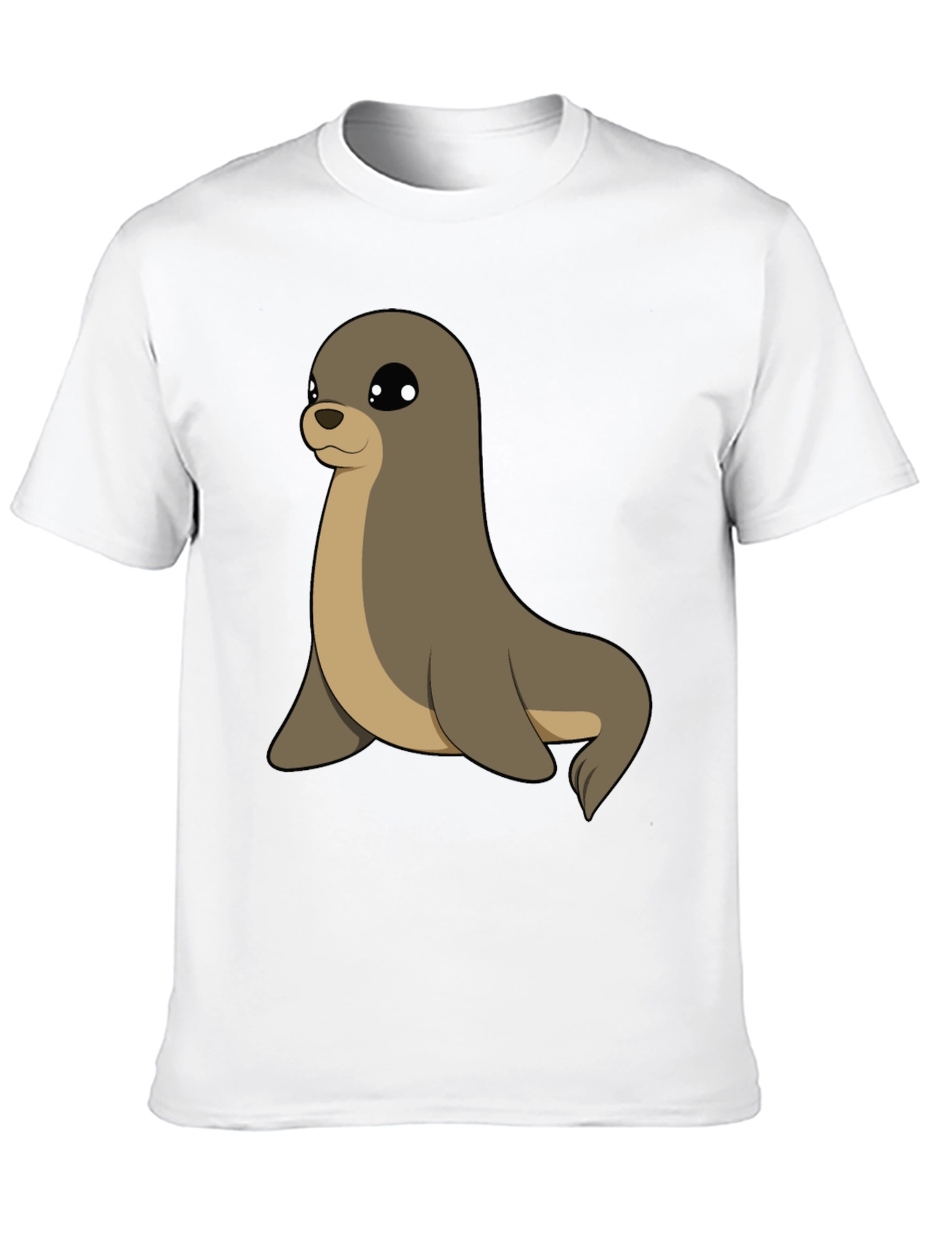 Black Cute Seal Graphic Tee - Casual Black T-Shirt view 10