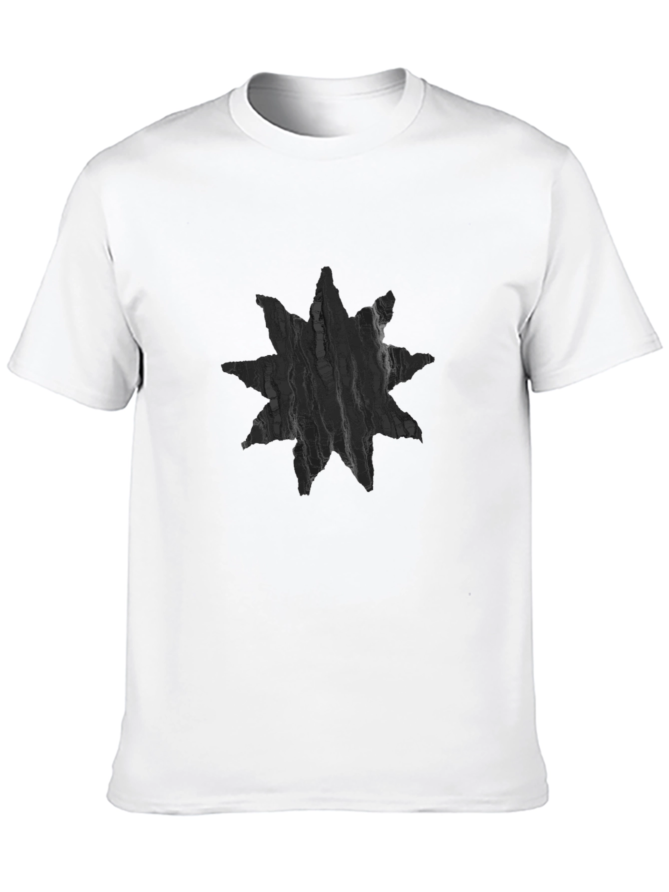 Black Abstract Star Design Men's Black T-Shirt view 10