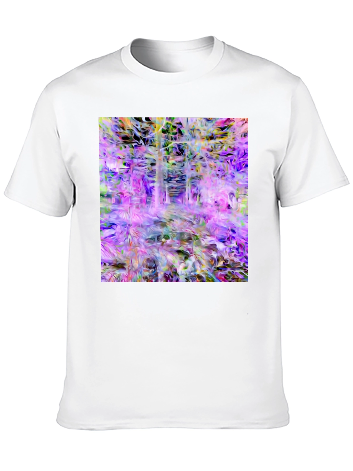 Black Abstract Forest Print Black T-Shirt view 10