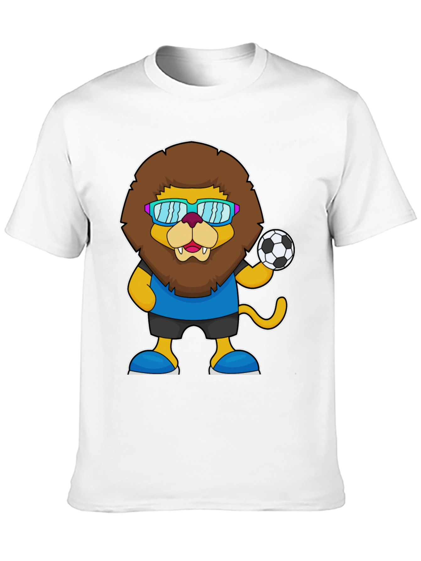 Black Lion Soccer T-Shirt - Fun Cartoon Graphic Tee view 10