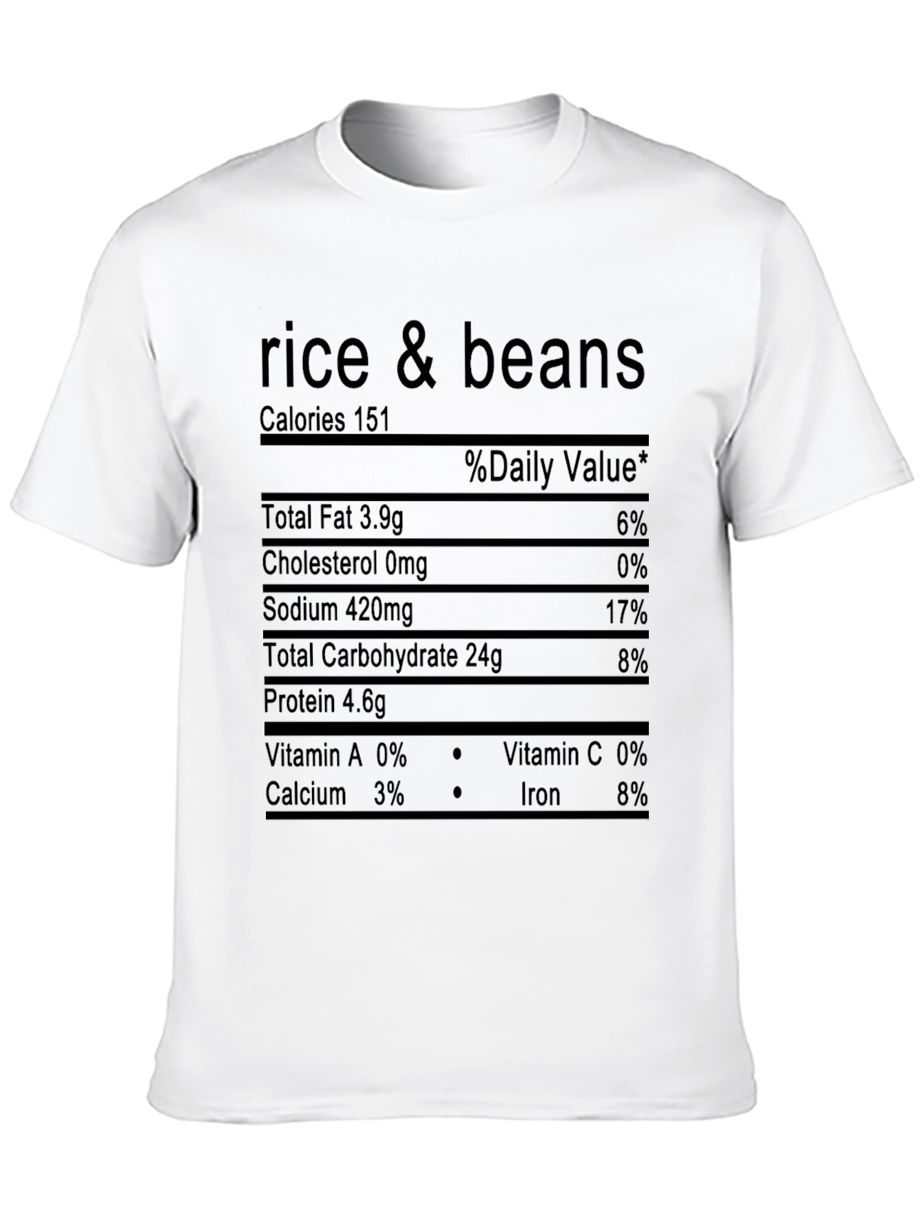 Black Rice & Beans Nutrition Facts Black T-Shirt view 10
