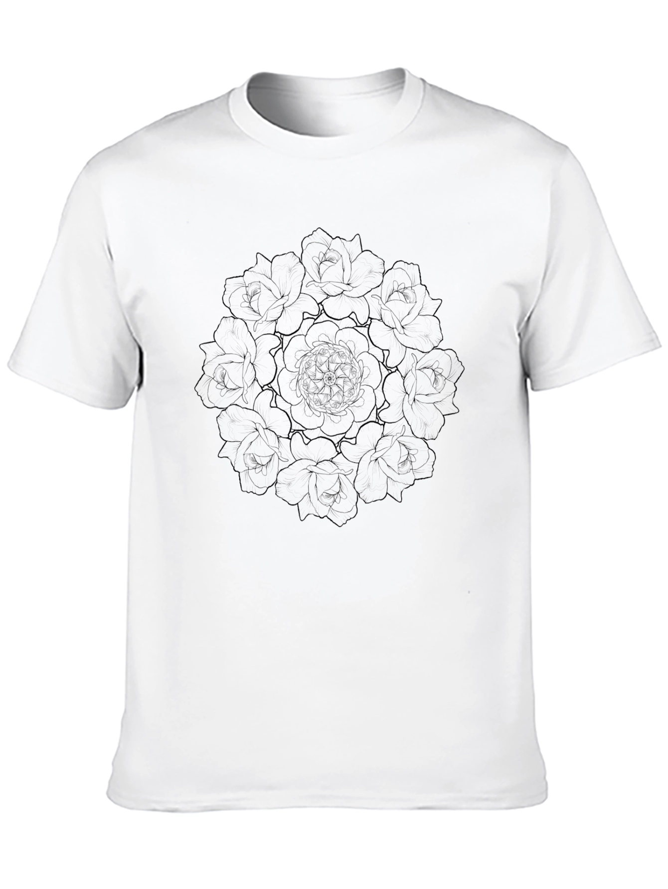 Black Floral Mandala Graphic Black T-Shirt view 10