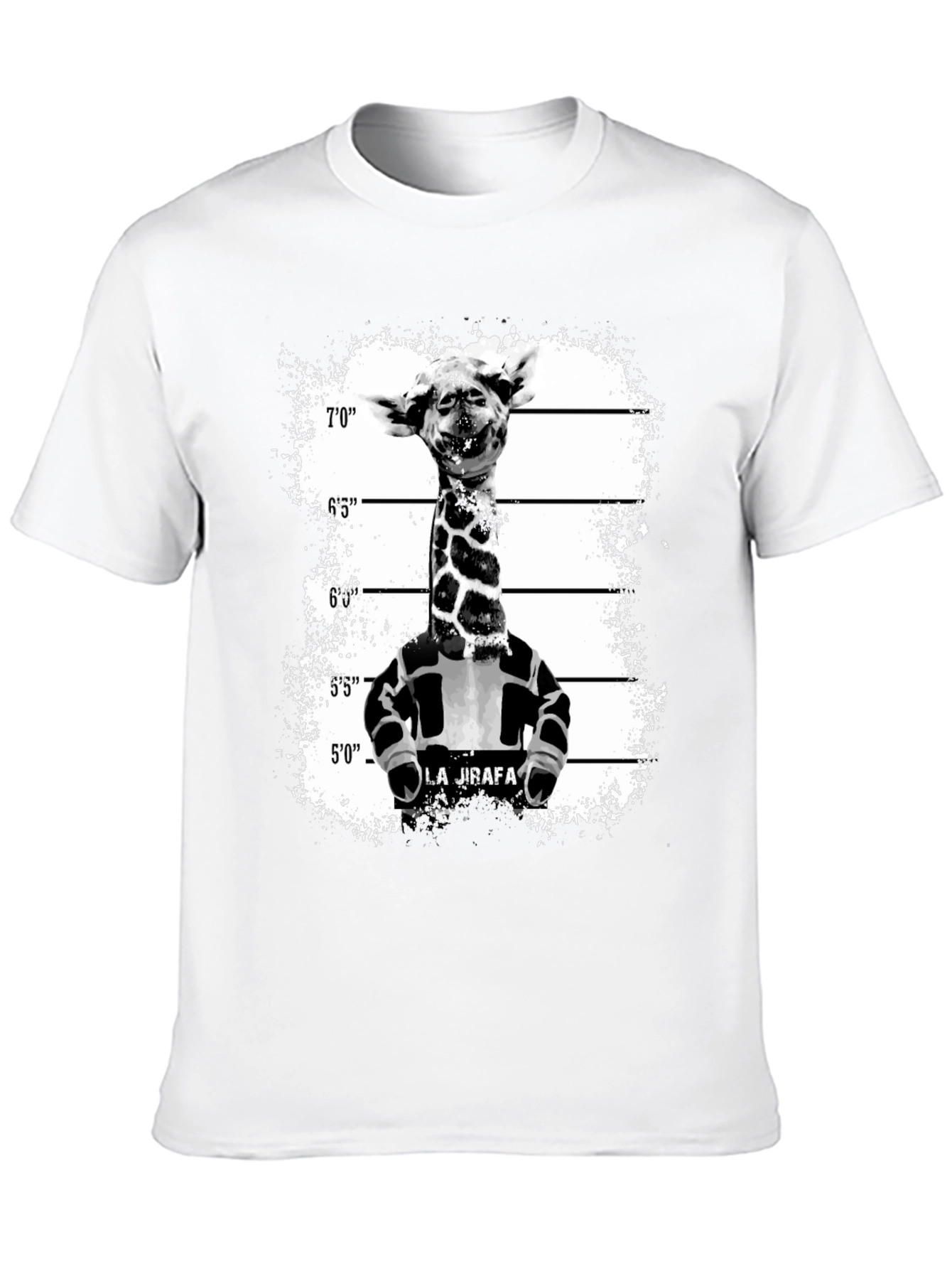 Black Giraffe Mugshot Graphic Tee - Funky Animal T-Shirt view 10