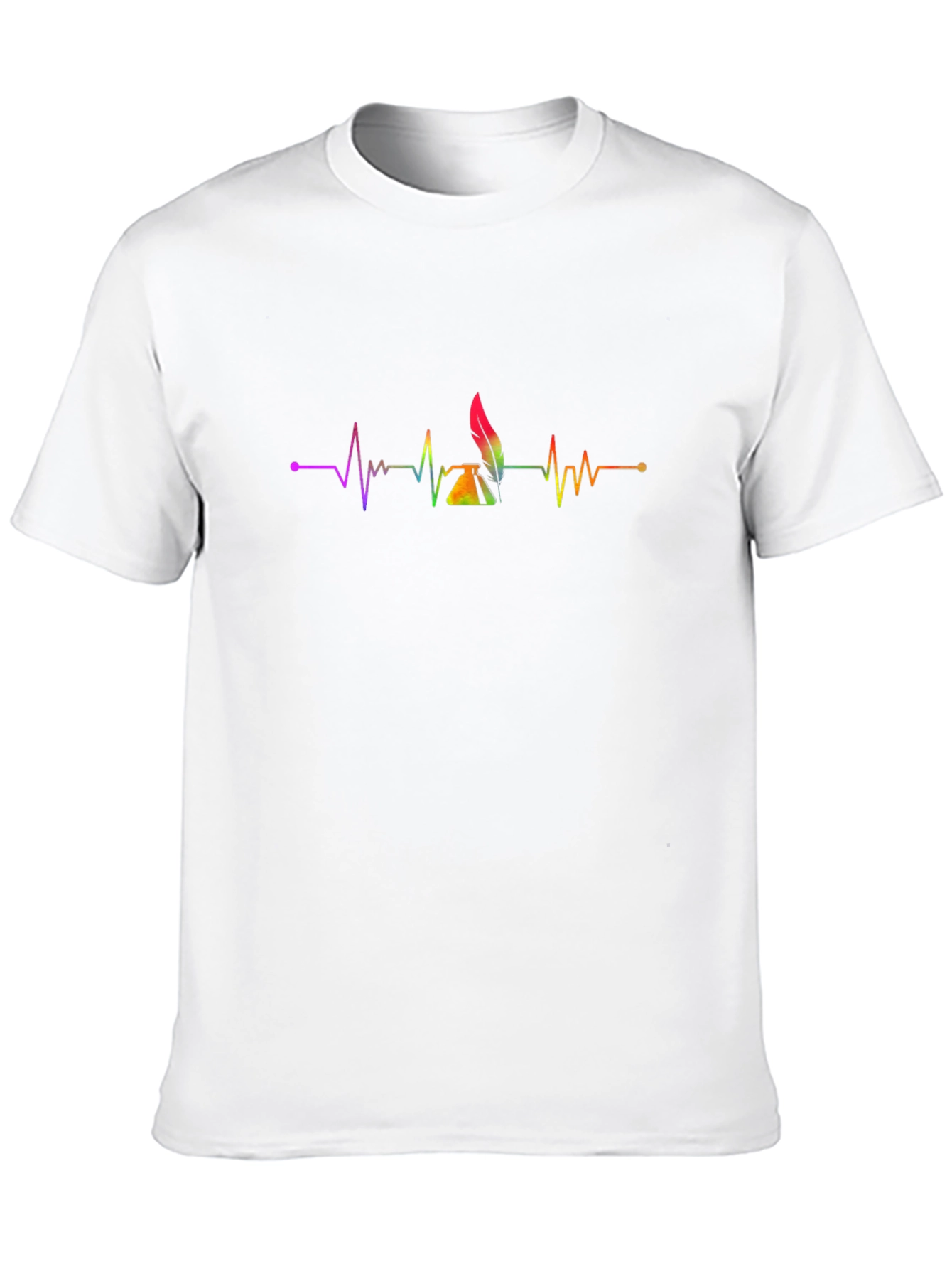 Black Heartbeat Writer T-Shirt - Rainbow Ink view 10