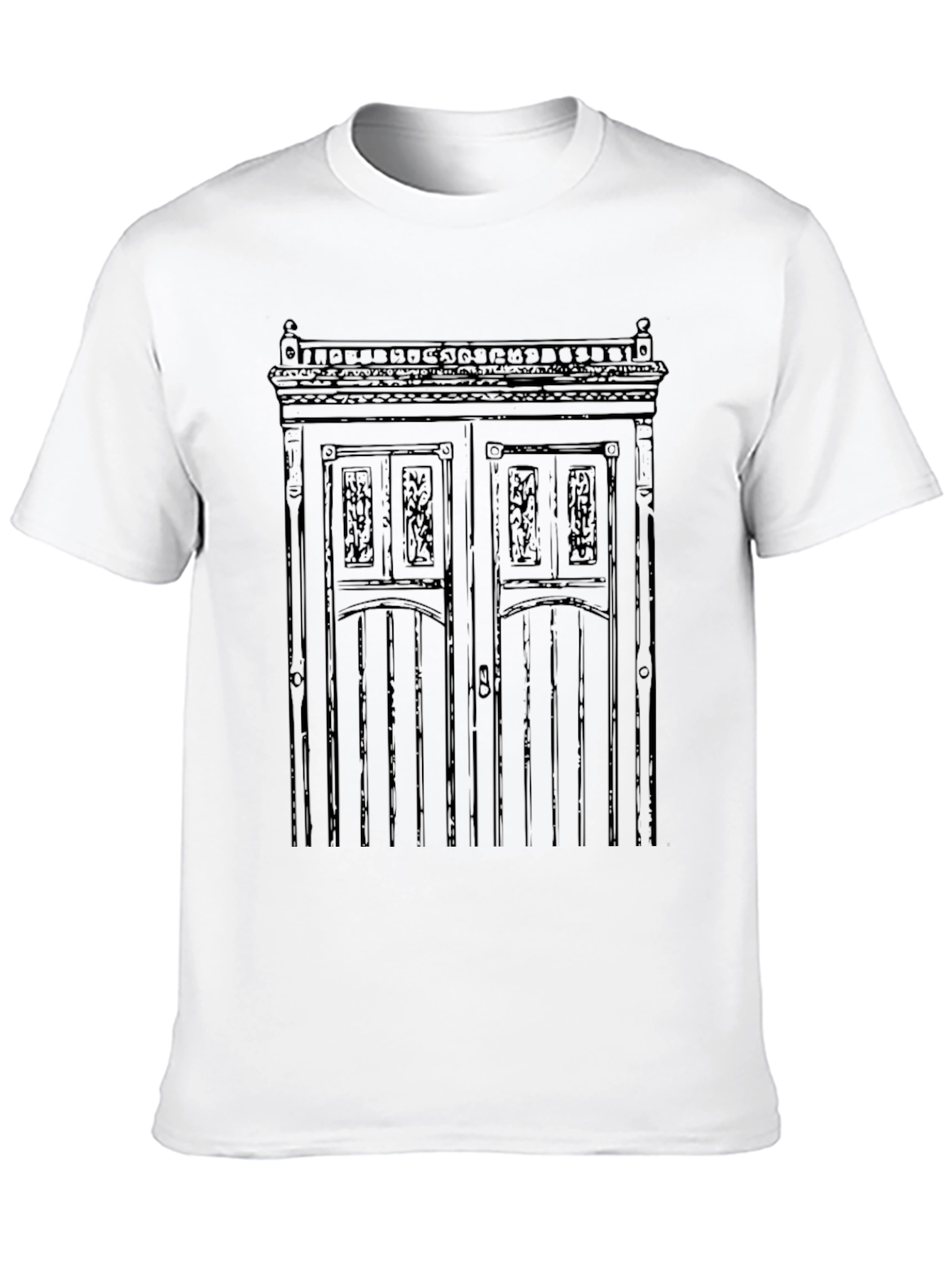 Black Vintage Door Graphic Tee - Black Cotton Blend view 10