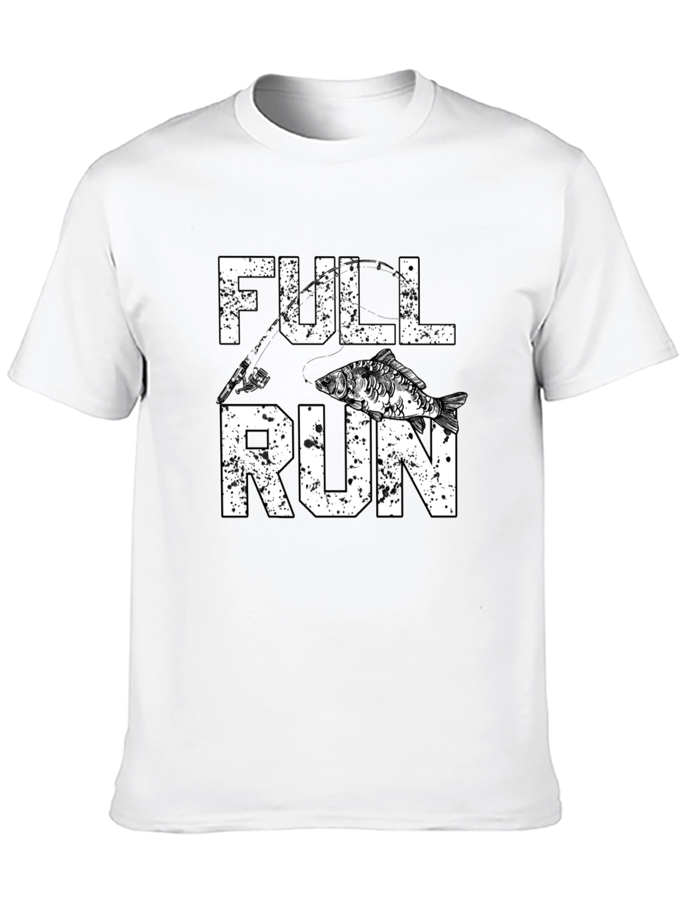 Black Full Run Fishing Graphic T-Shirt view 10