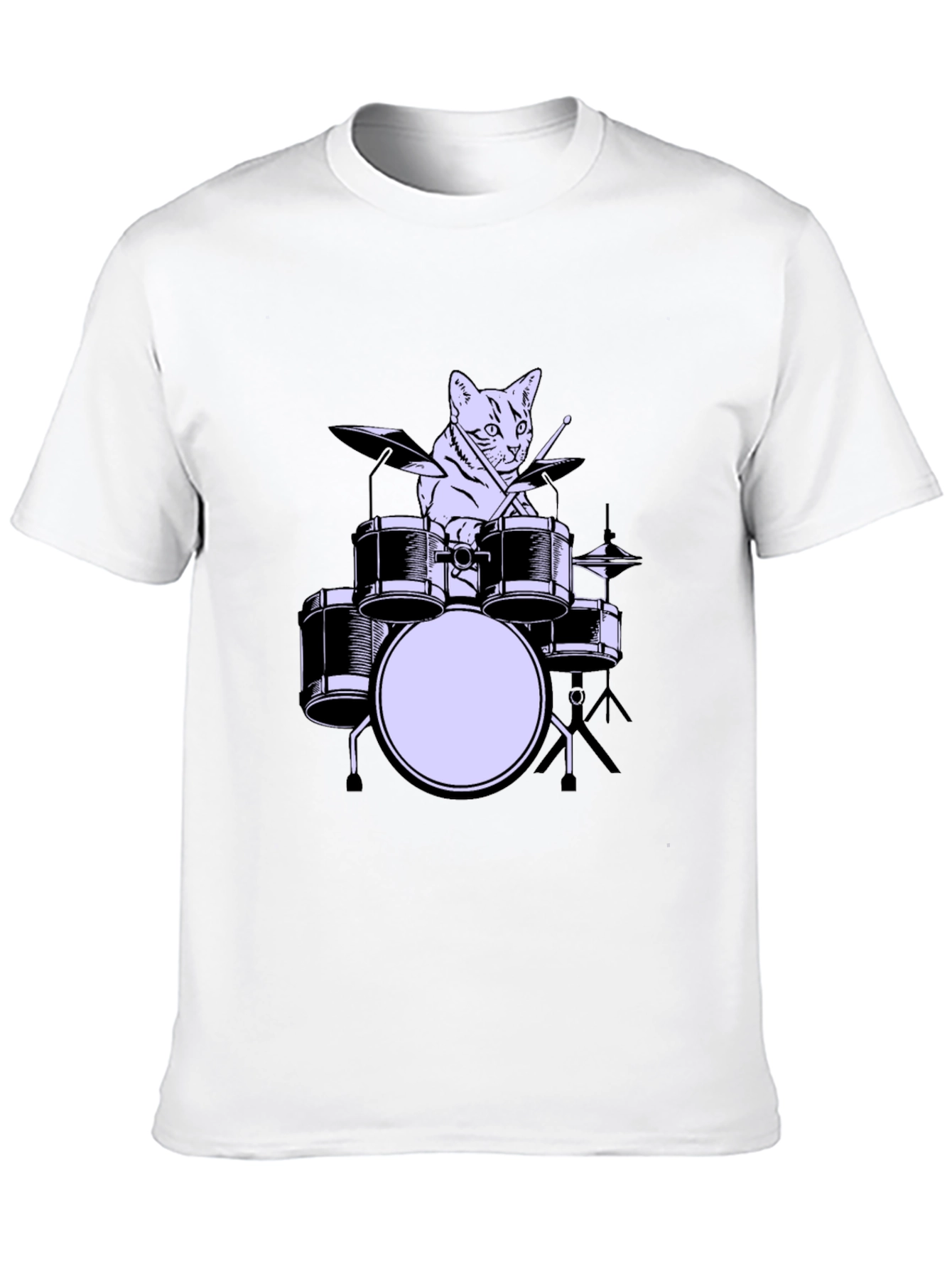Black Cat Drummer Graphic Tee - Cool Musician Cat Shirt view 10