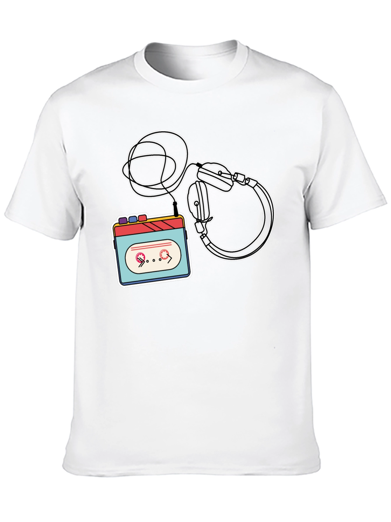Black Retro Cassette & Headphones Graphic Tee view 10