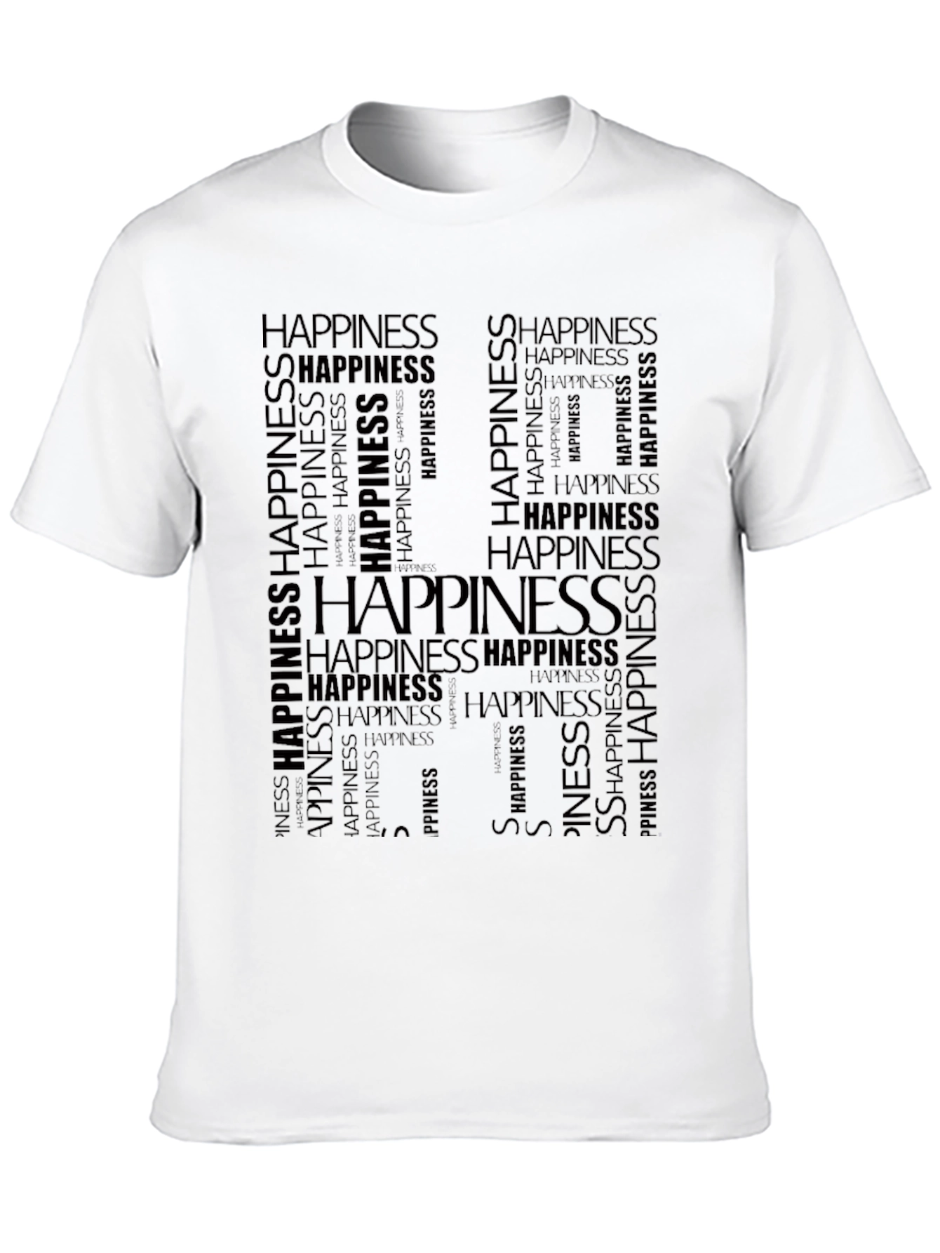 Black Happiness Word Art Graphic Tee - Black view 10