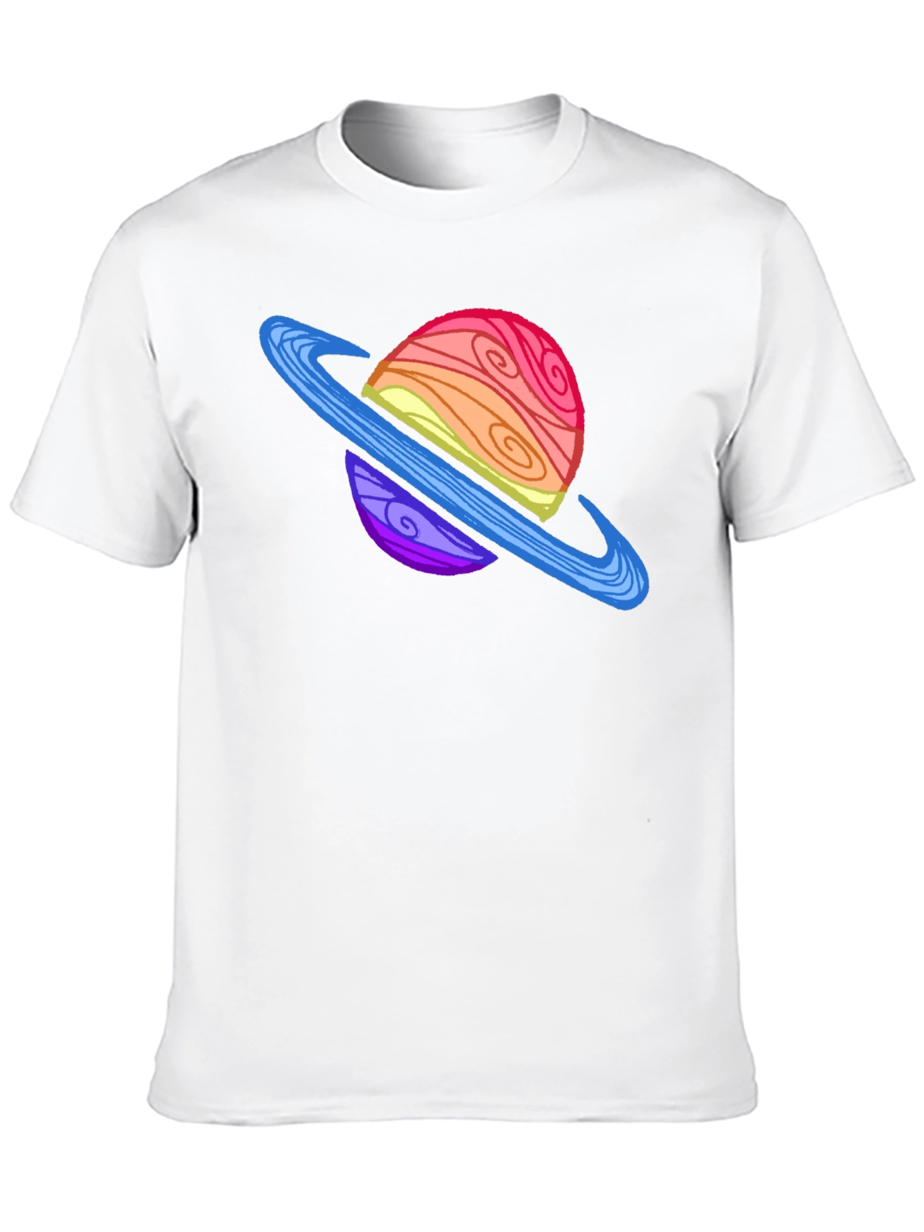 Black Cartoon Planet Graphic Tee - Black Crew Neck T-Shirt view 10