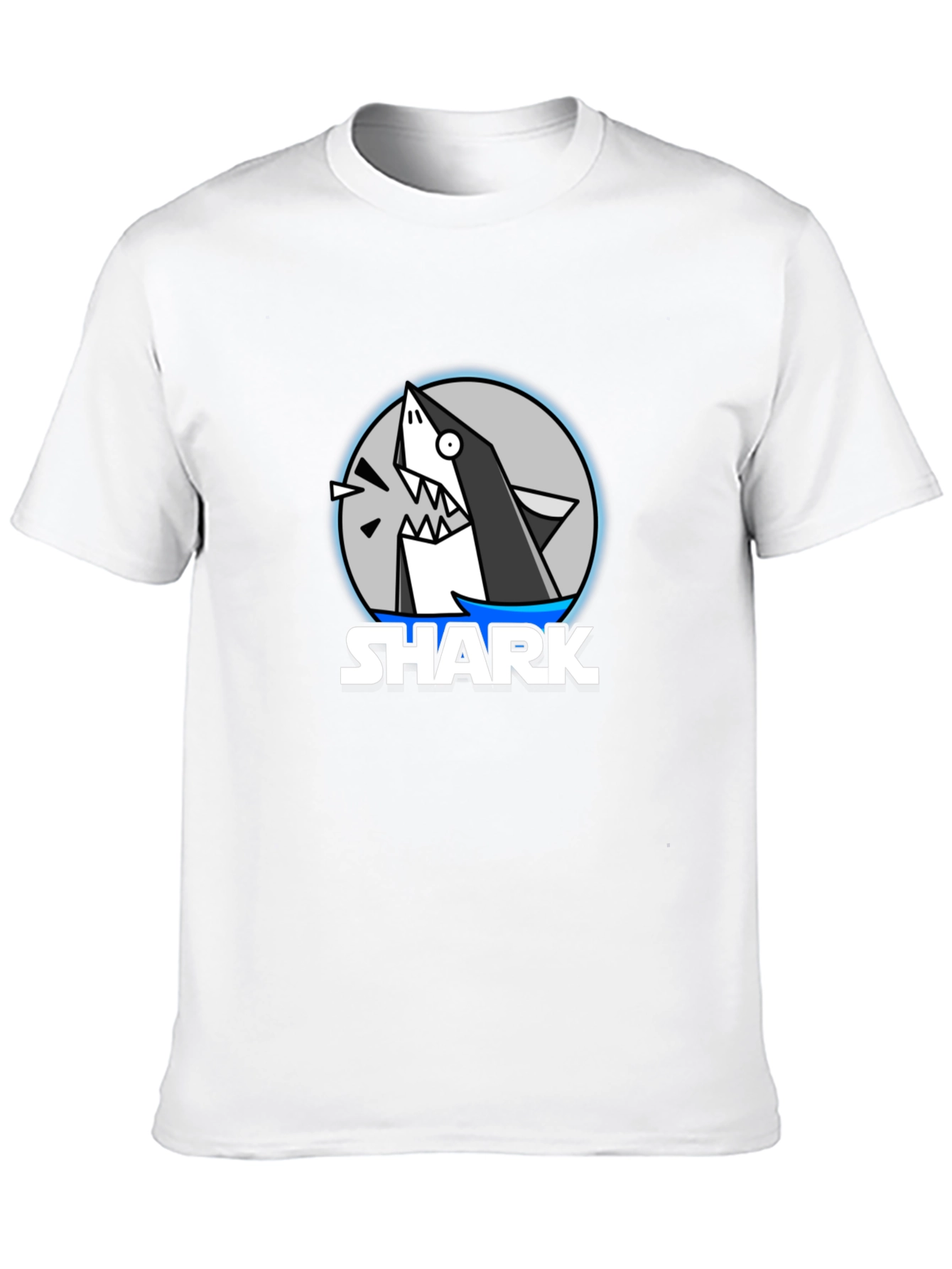 Black Cartoon Shark Graphic Black T-Shirt view 10