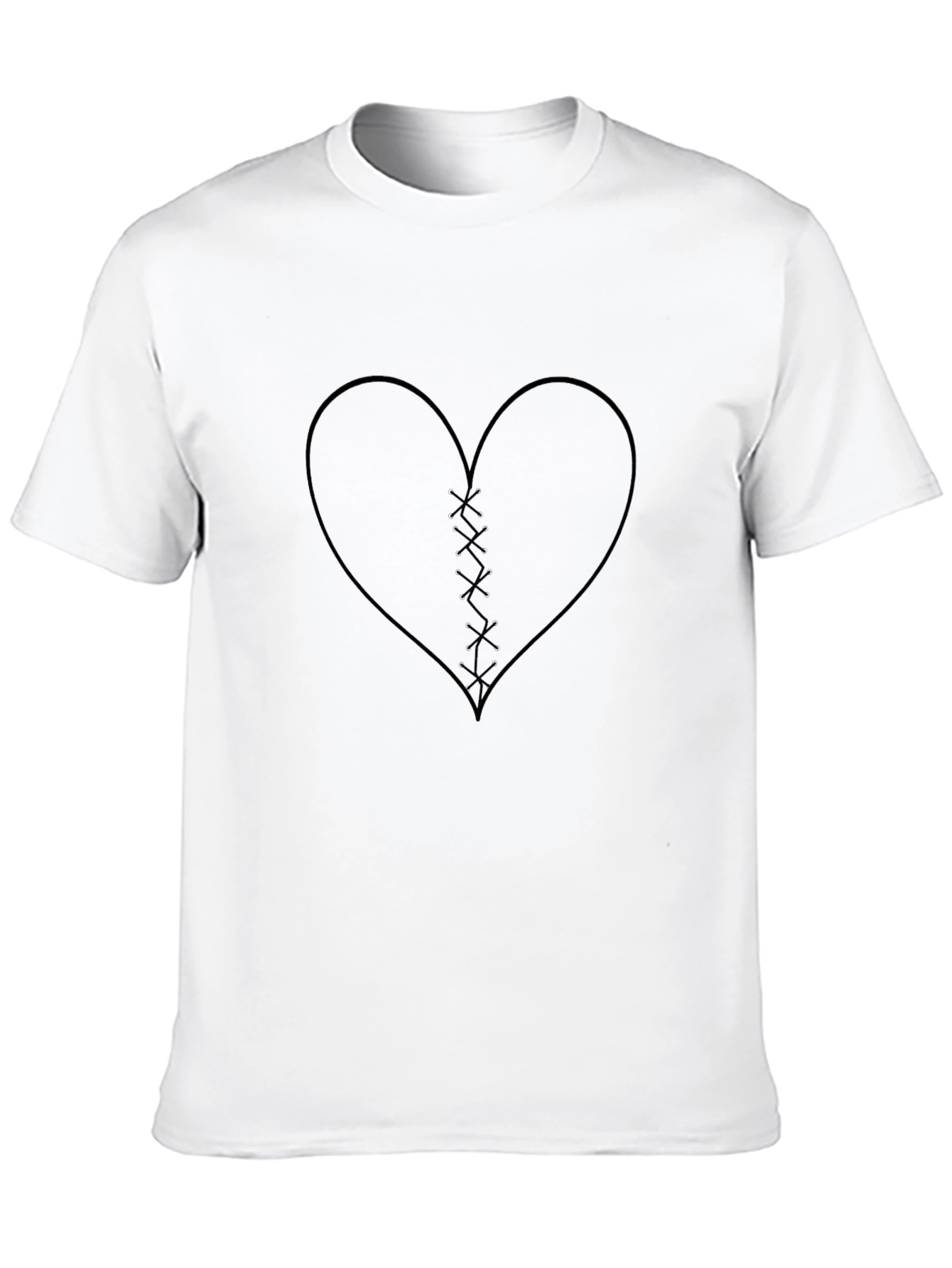 Black Stitched Heart Graphic Tee - Black view 10