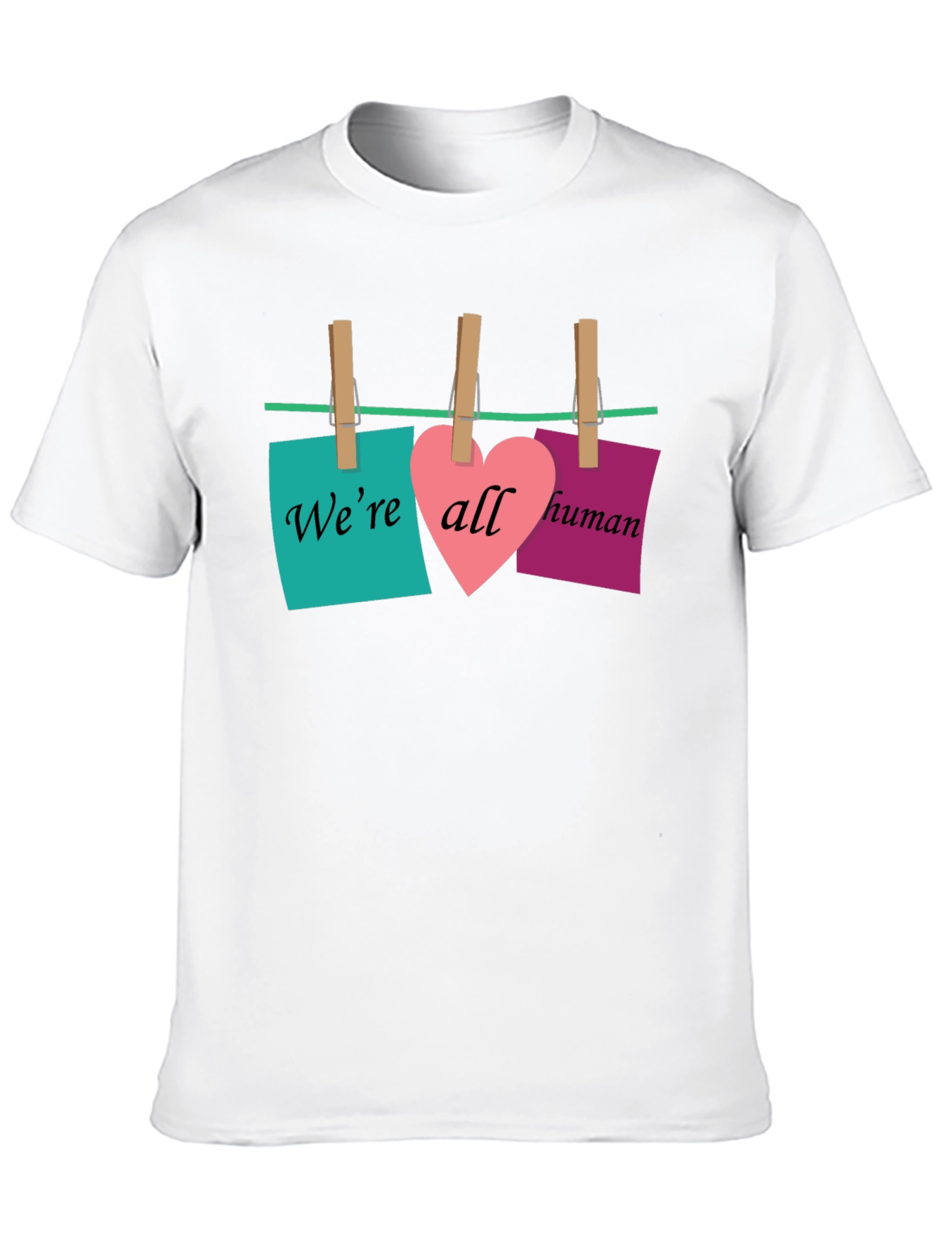 Black We're All Human T-Shirt - Equality & Love Design view 10