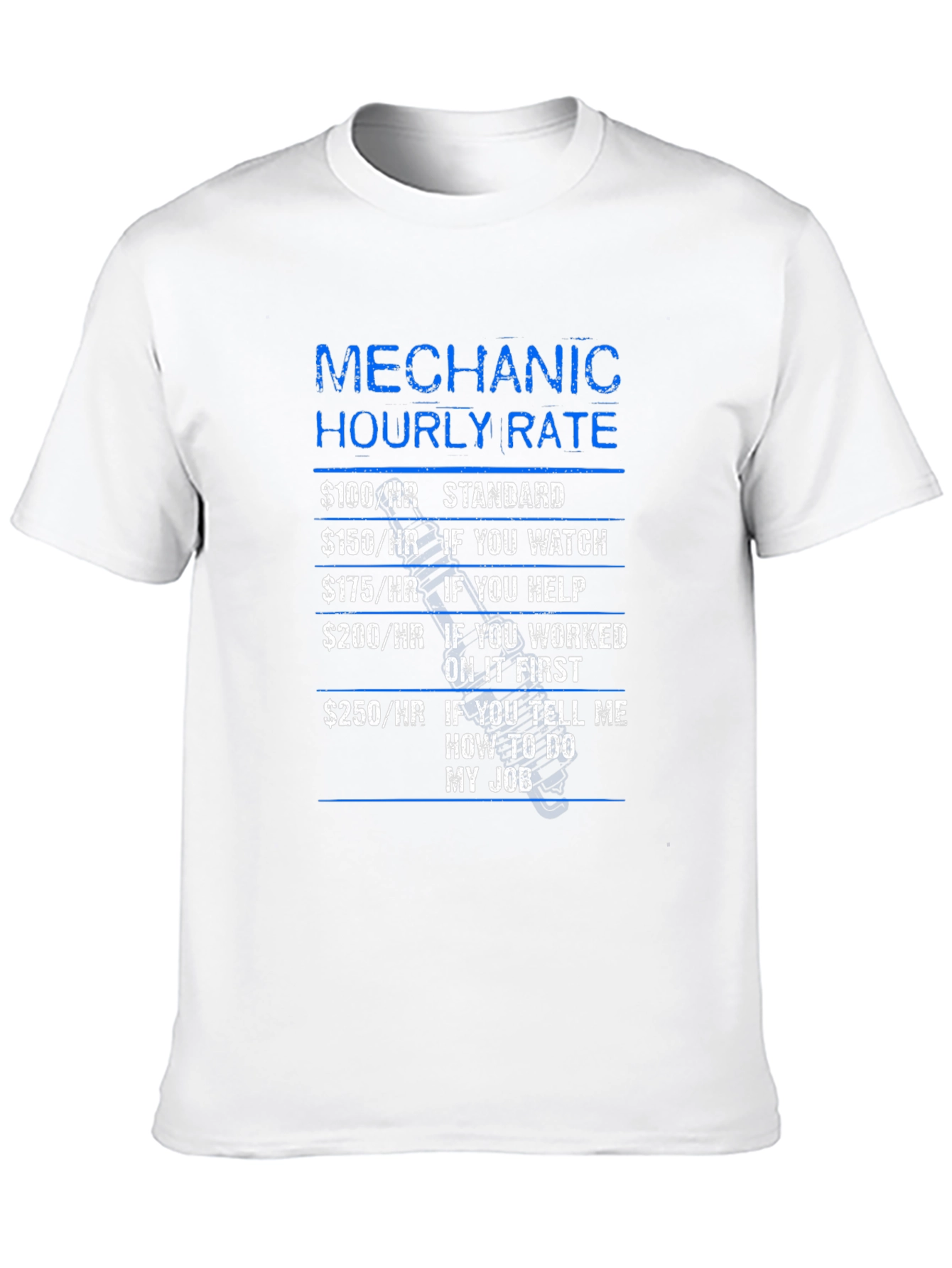 Black Mechanic Hourly Rate Funny T-Shirt view 10
