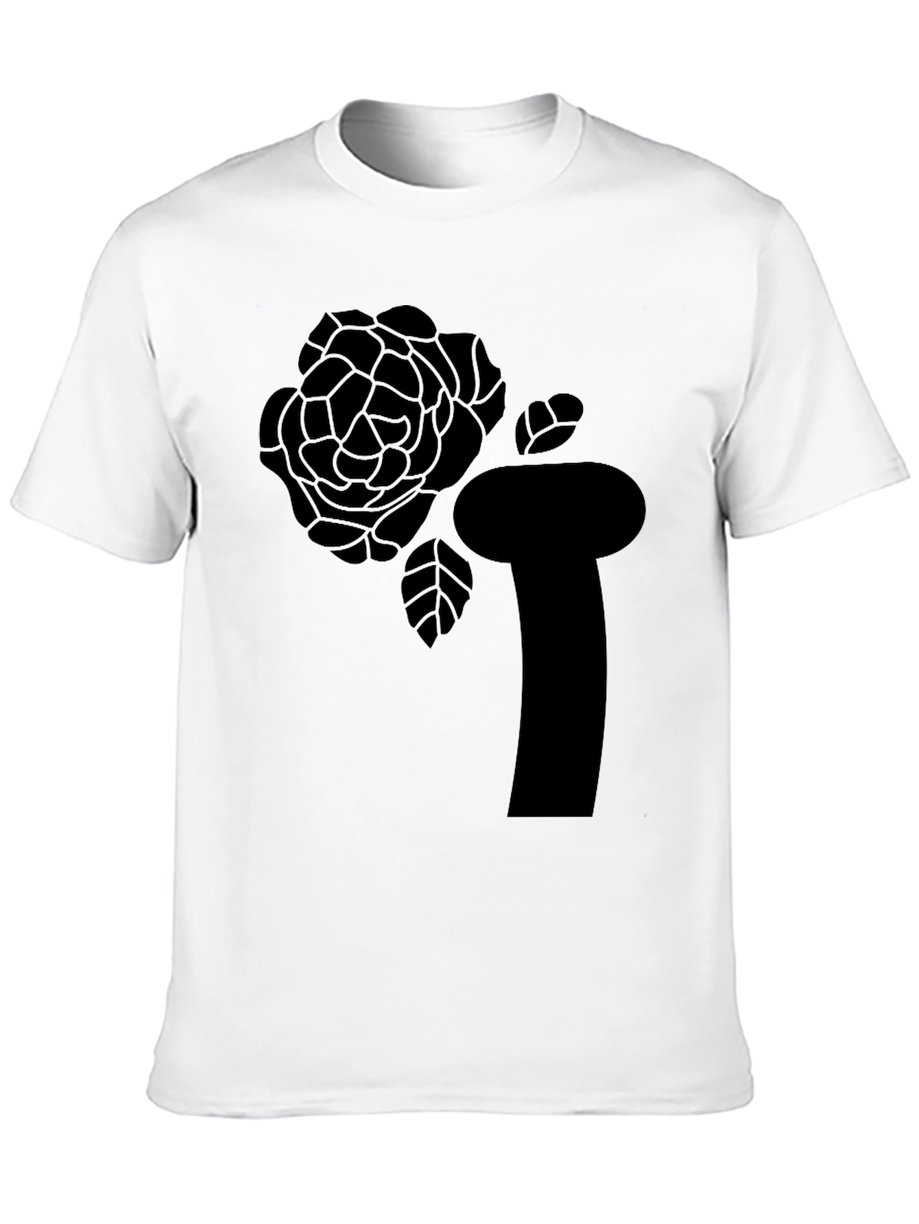 Black Black T-Shirt with Abstract Rose Graphic view 10