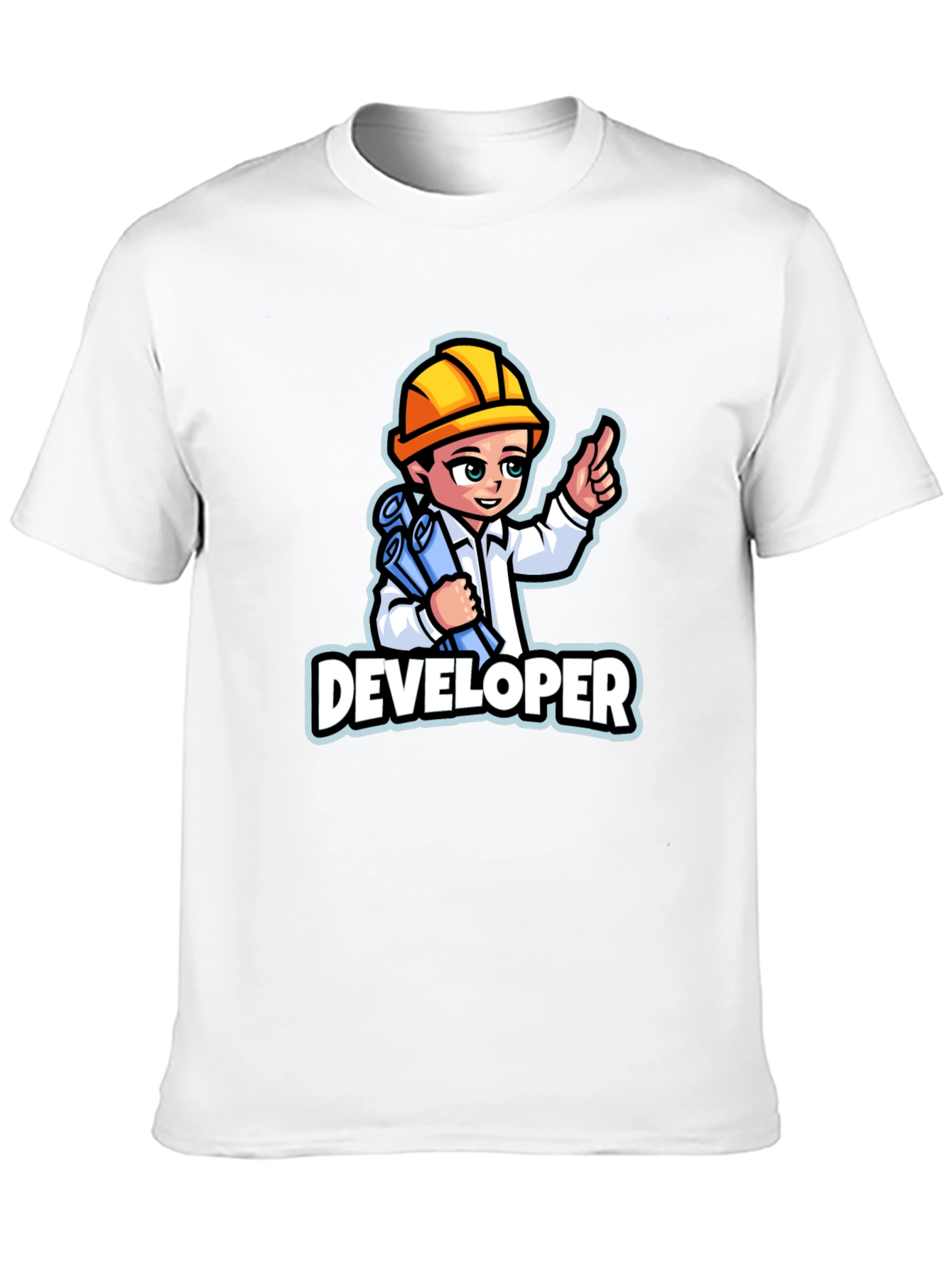 Black Developer Cartoon Graphic T-Shirt - Soft Cotton Blend view 10