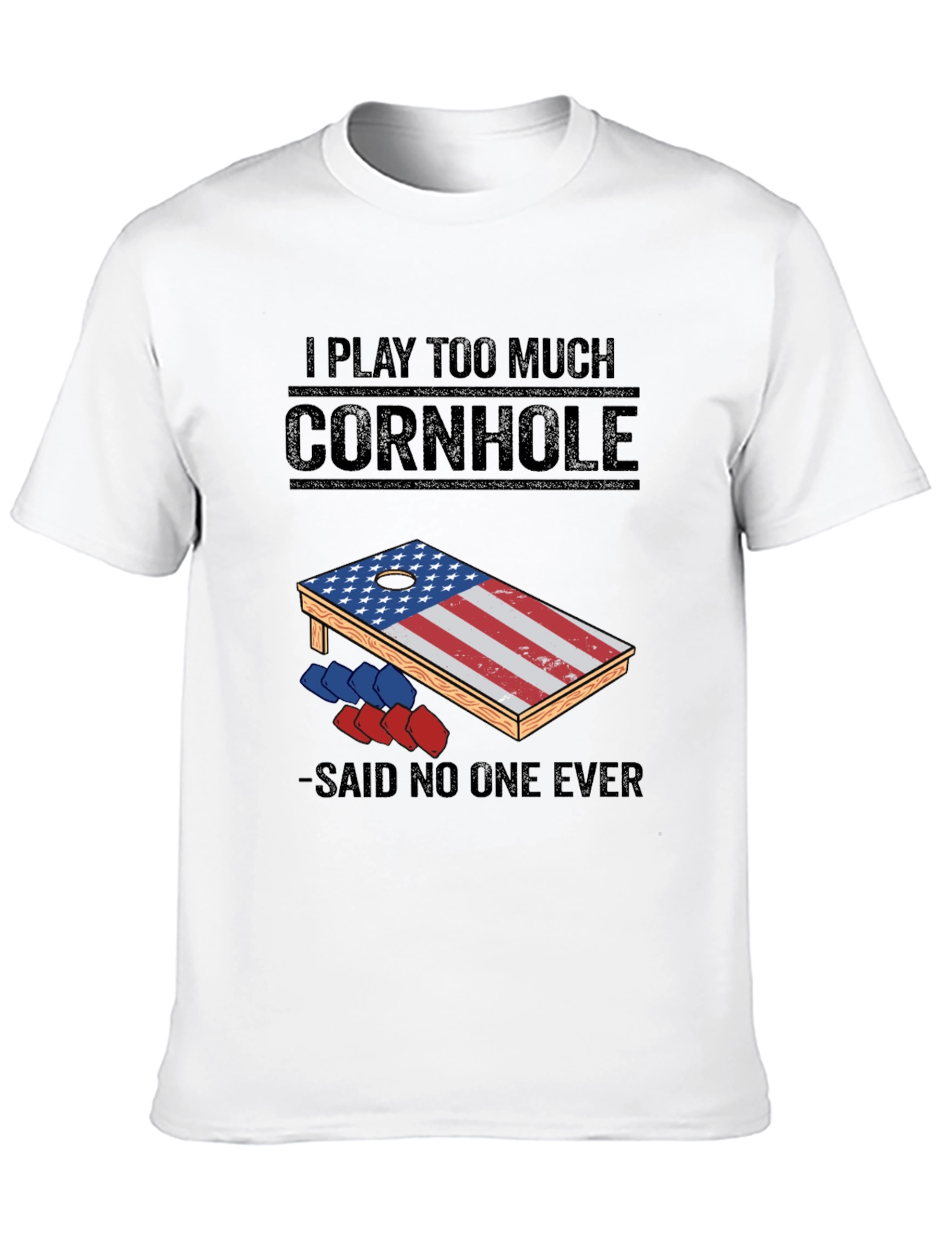 Black I Play Too Much Cornhole T-Shirt view 10