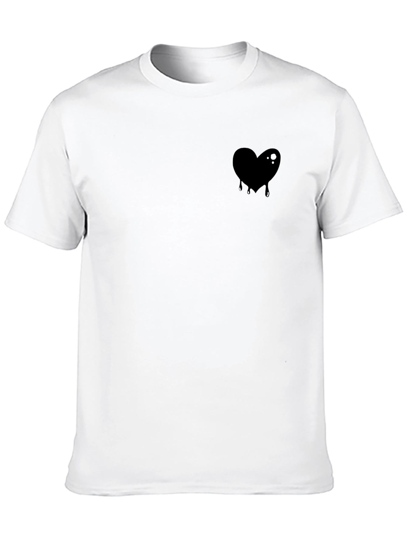 Black Men's Black T-Shirt with Dripping Heart Graphic view 10