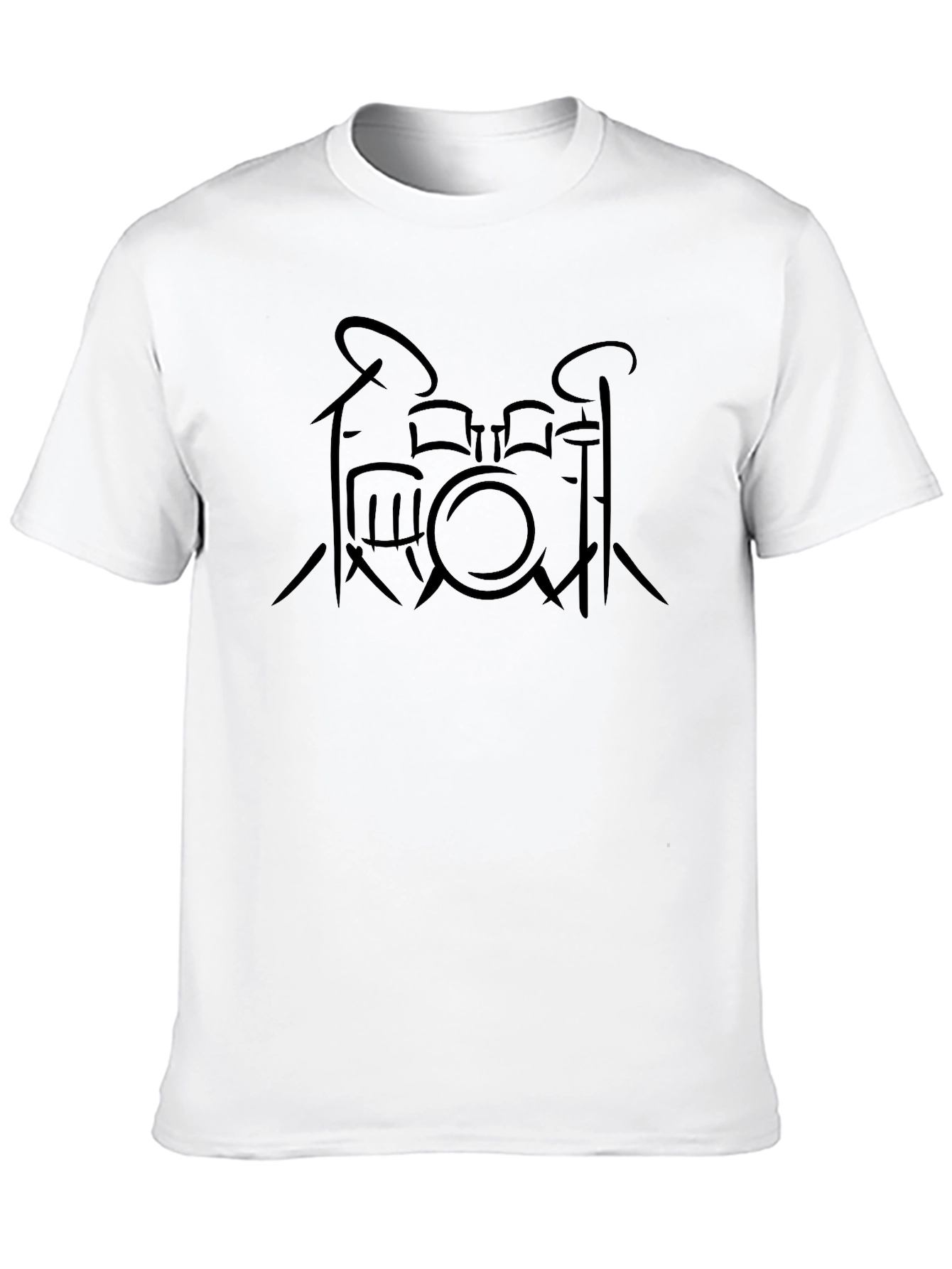 Black Drum Set Graphic T-Shirt - Black Cotton Tee view 10