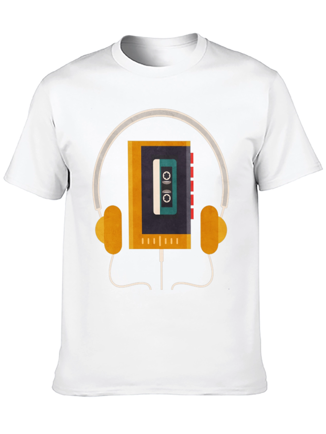 Black Retro Cassette Player Headphones Graphic Tee view 10