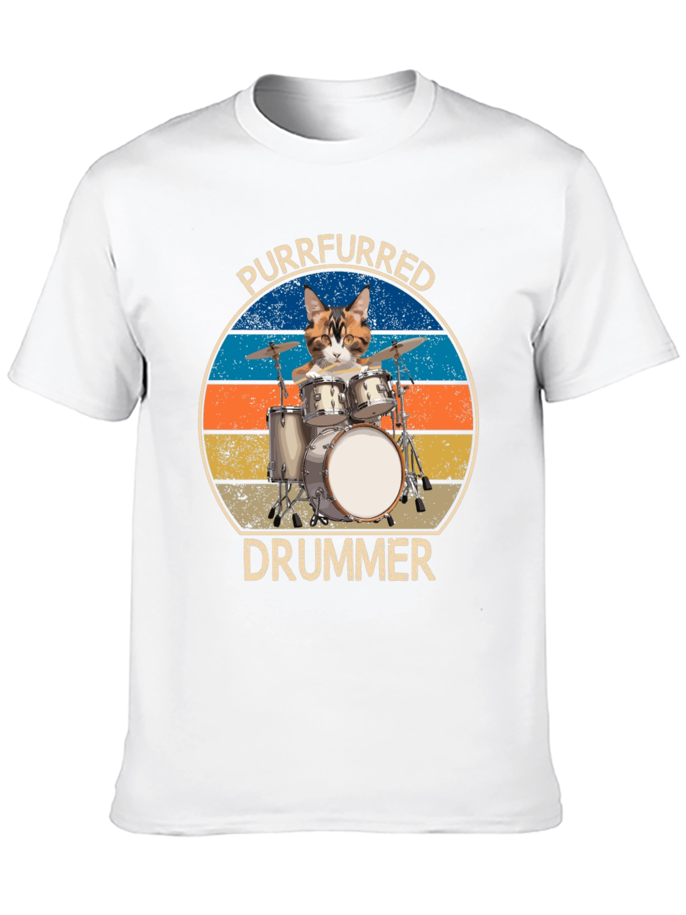 Black Purrfurred Drummer T-Shirt - Cat Lover Music Tee view 10