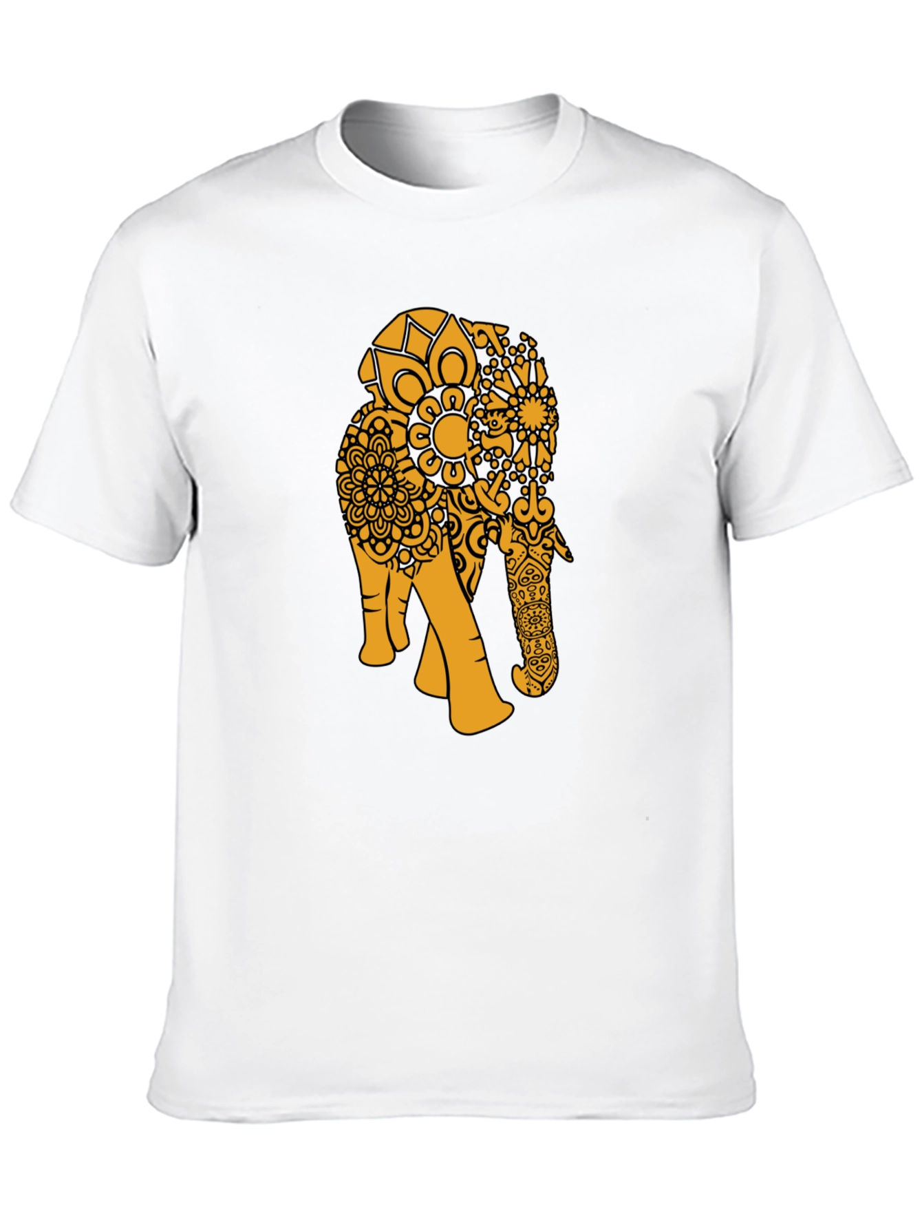 Black Black T-Shirt with Gold Elephant Mandala view 10