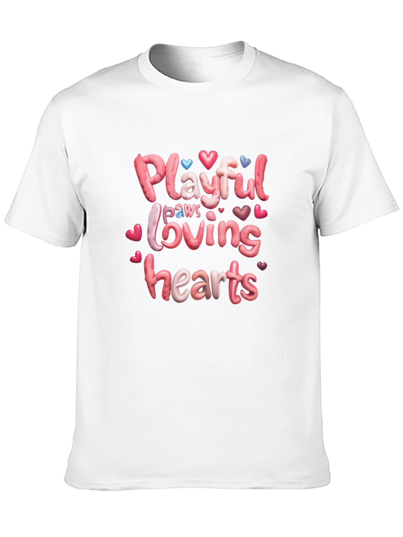 Black Playful Paws Loving Hearts T-Shirt view 10
