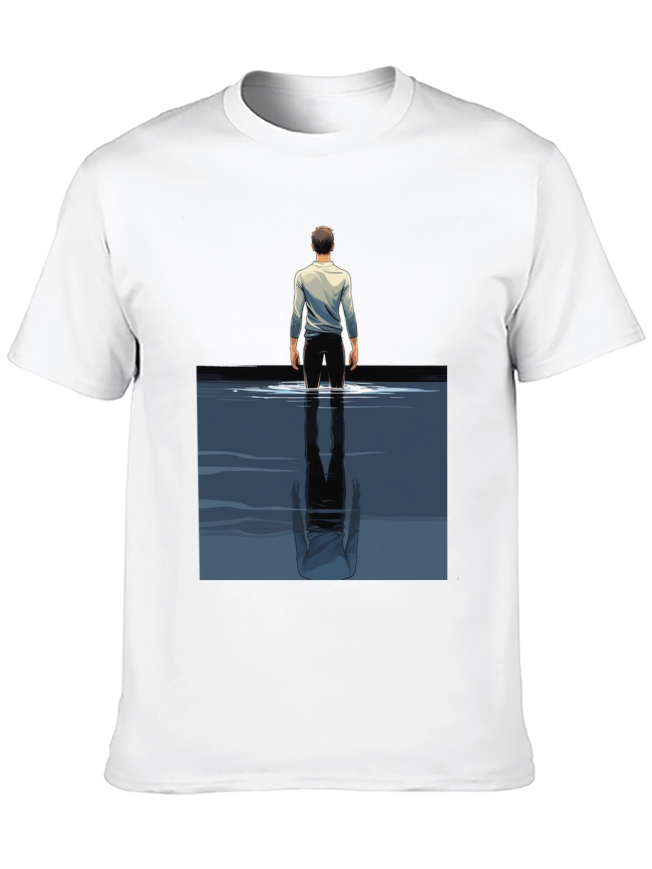 Black Reflective Water Graphic Tee - Stylish Men's Black T-Shirt view 10