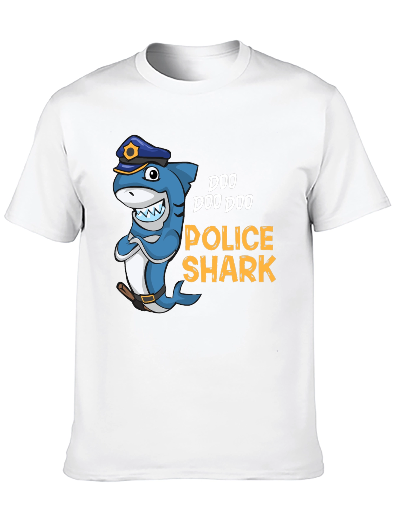 Black Doo Doo Doo Police Shark Graphic Tee view 10
