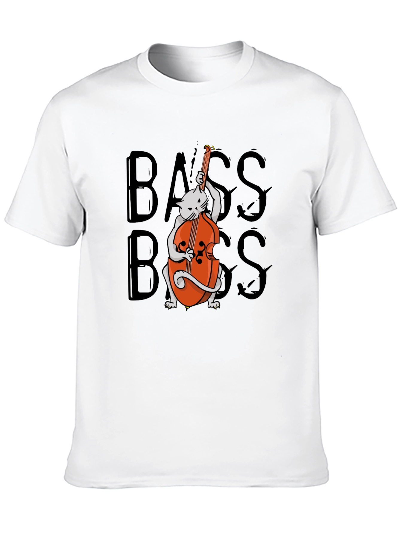 Black Cat Playing Bass T-Shirt - Cool Musician Tee view 10