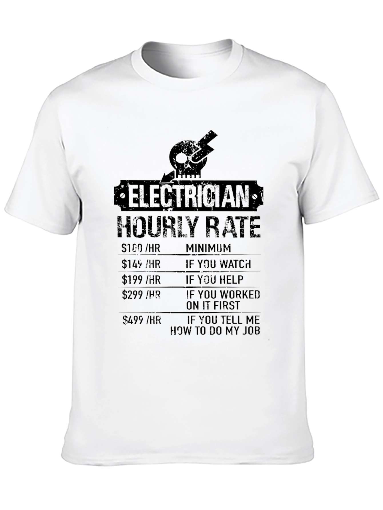 Black Electrician Hourly Rate Novelty T-Shirt view 10