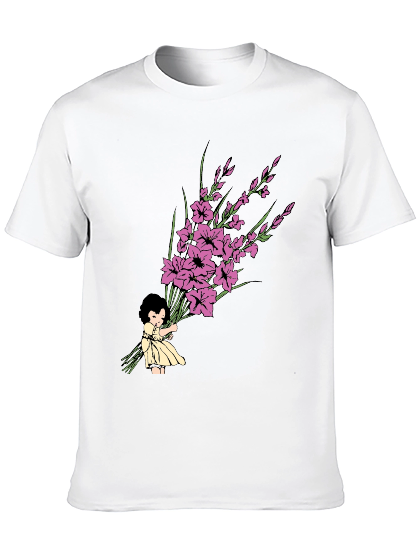 Girl Holding Flower Bouquet Graphic Tee - 10