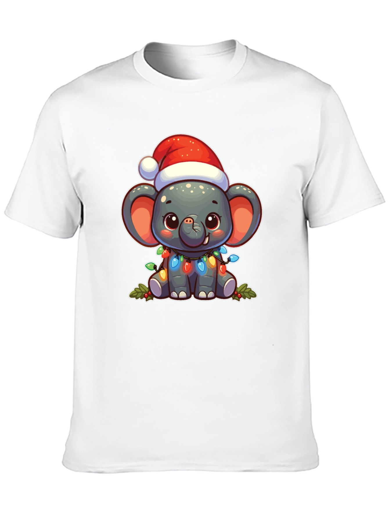 Black Festive Elephant Christmas T-Shirt view 10