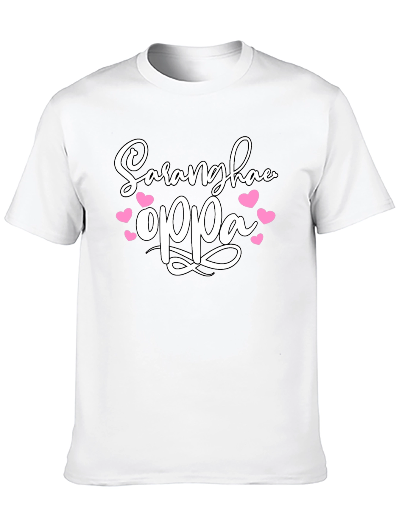Black Saranghae Oppa T-Shirt: Korean Love Tee view 10