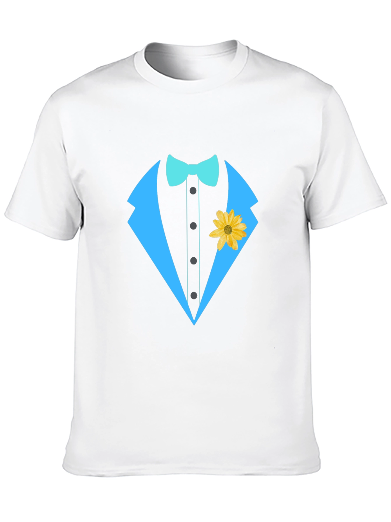 Black Tuxedo T-Shirt with Bowtie and Flower view 10