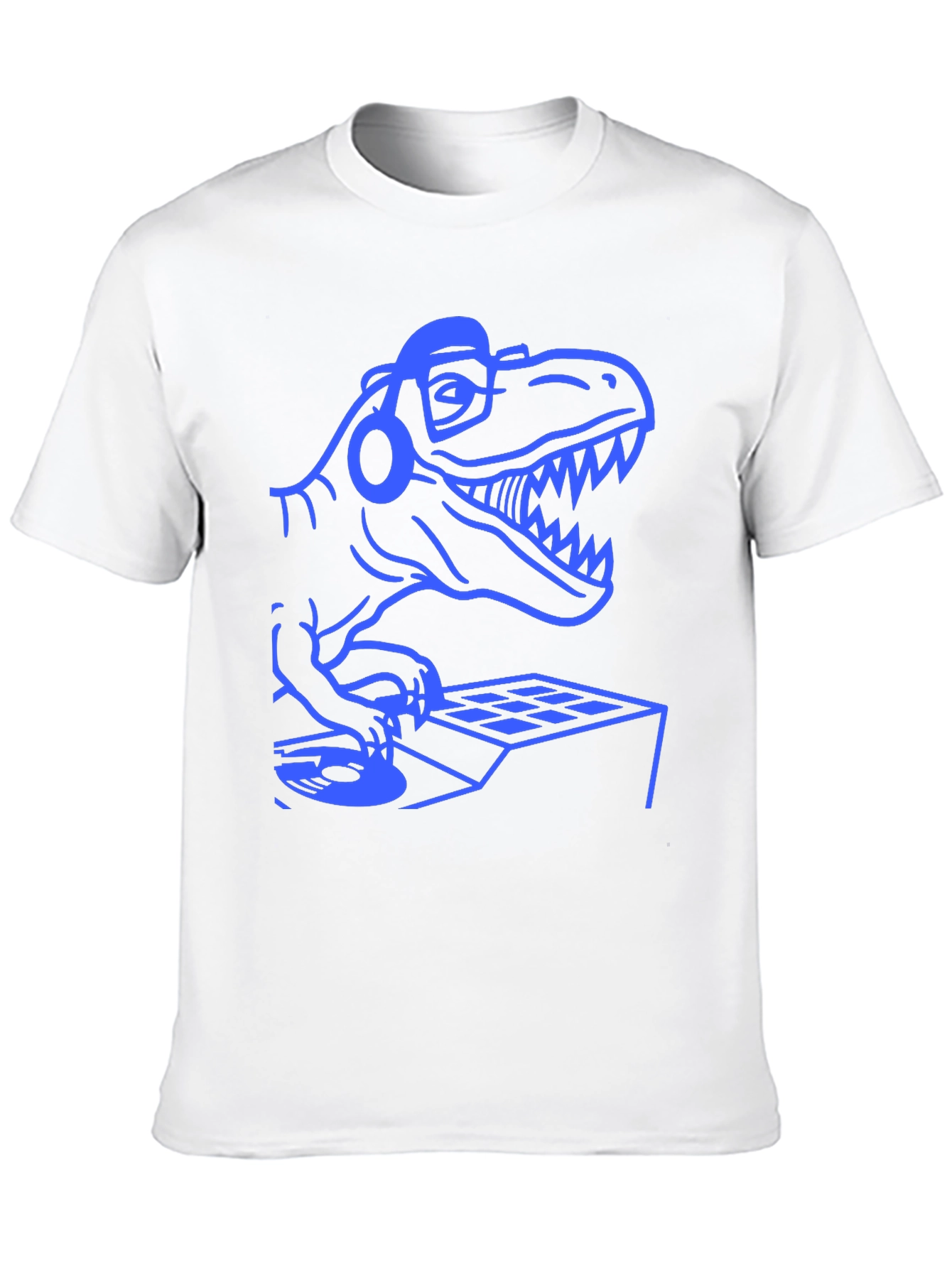 Black DJ Dinosaur Graphic Tee - Black Cotton T-Shirt view 10