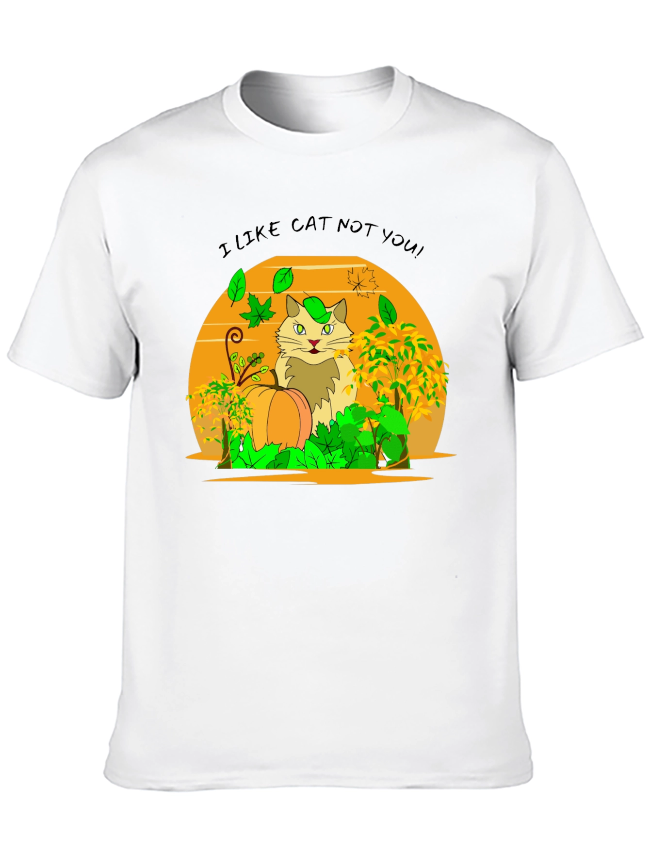 Black I Like Cat, Not You! Novelty T-Shirt view 10