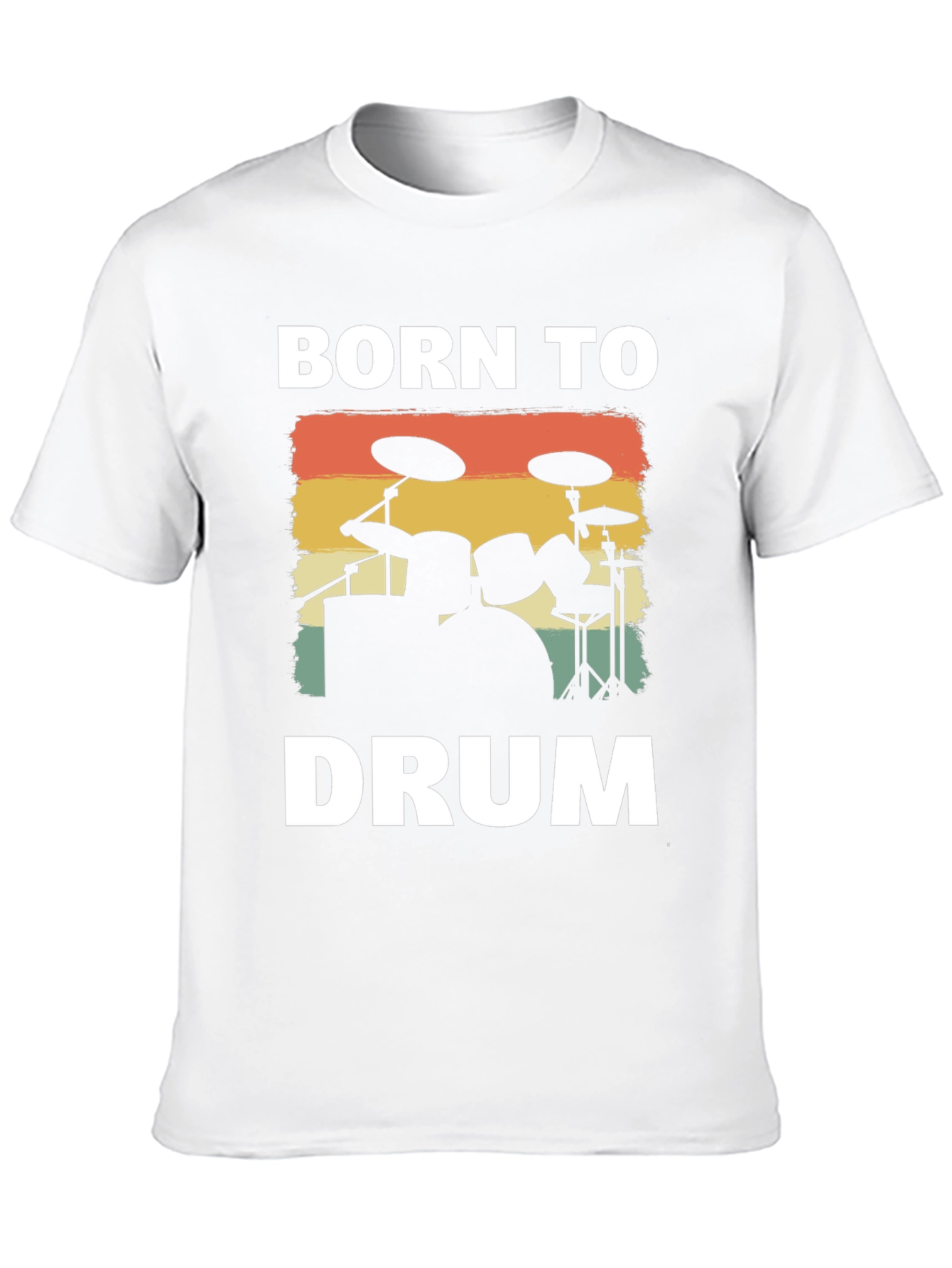 Black Born to Drum T-Shirt - Retro Drummer Tee view 10