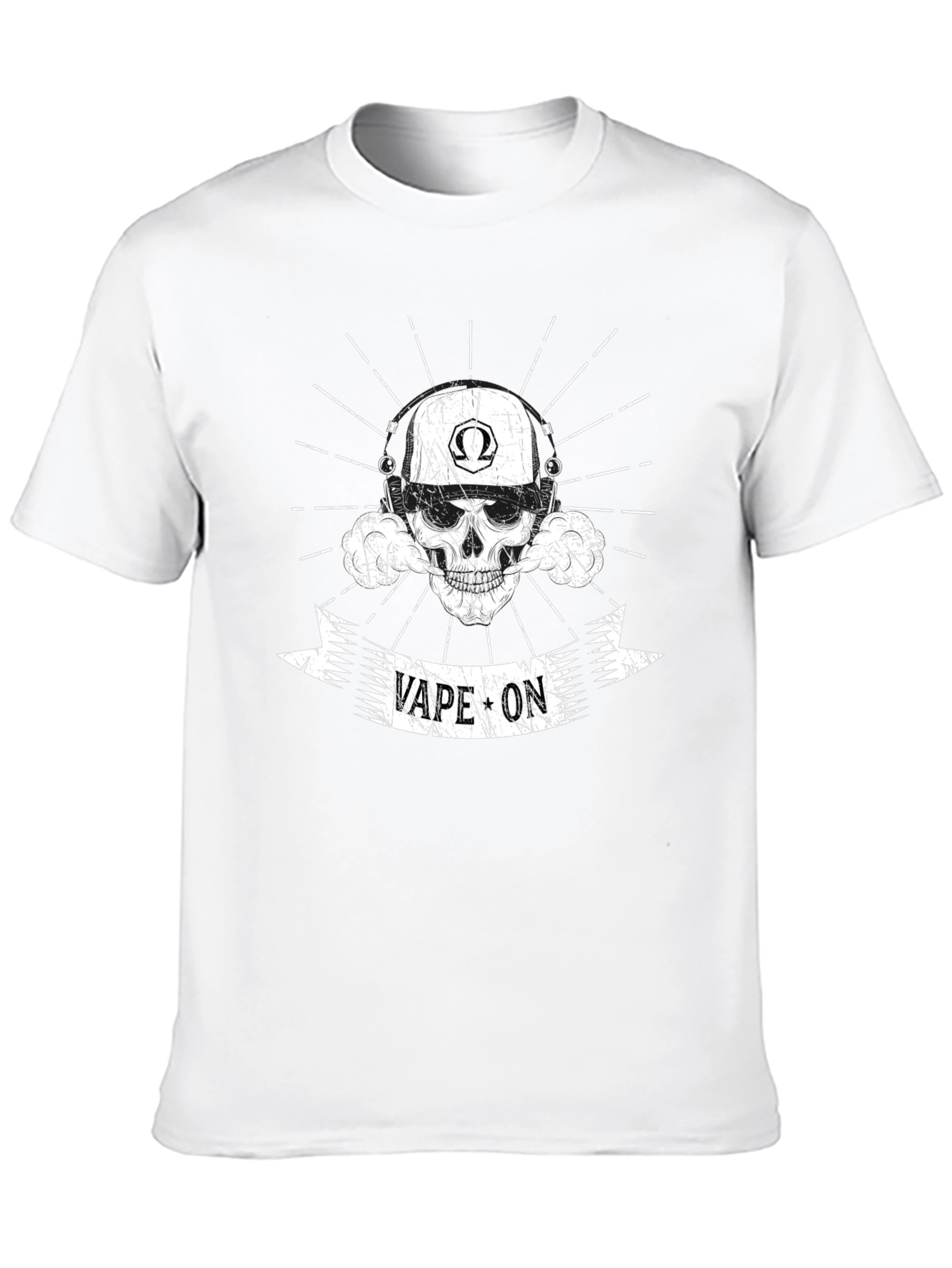 Black Vape On Skull Graphic T-Shirt view 10