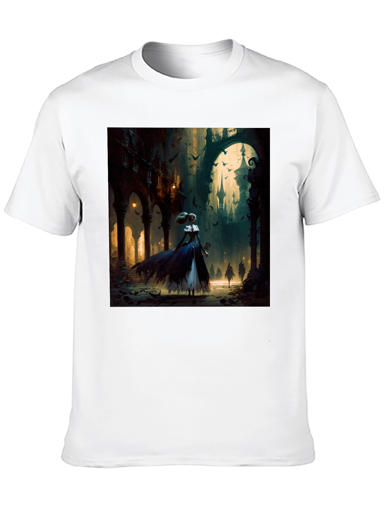 Black Gothic Fantasy T-Shirt - Dark Castle Design view 10