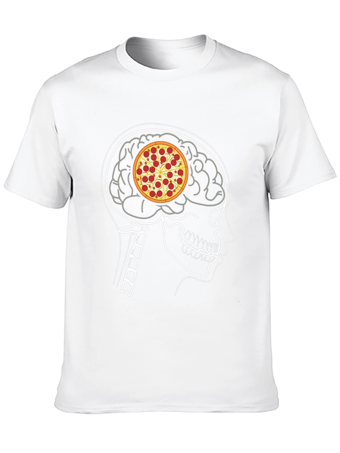 Black Pizza Brain T-Shirt: Foodie Mind Black Tee view 10