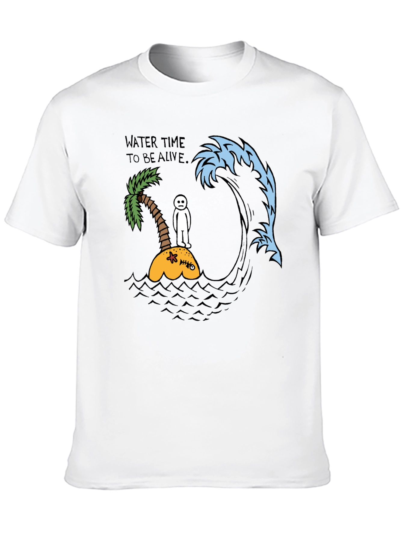 Black Humorous Wave Graphic Black T-Shirt view 10