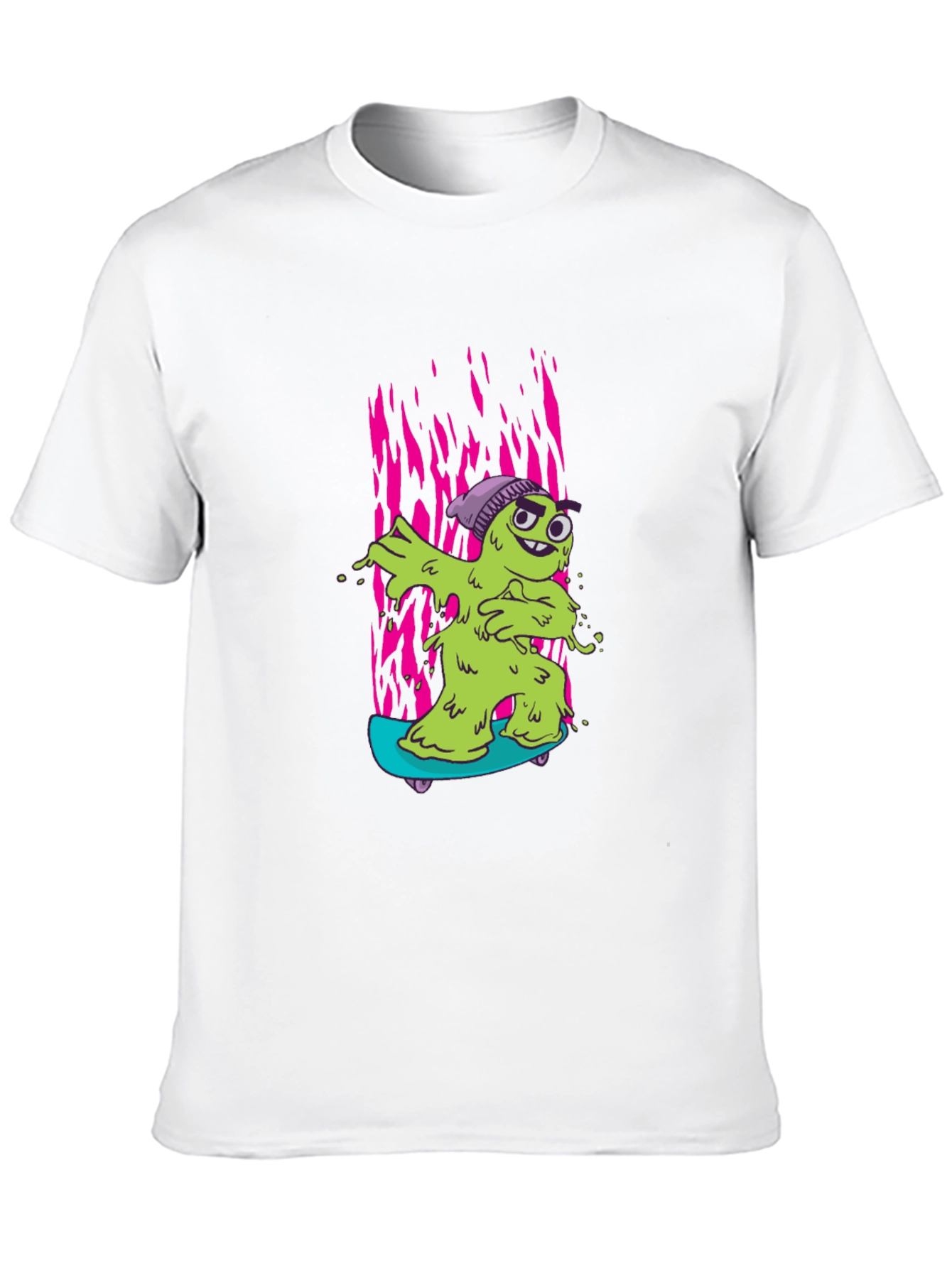Black Cartoon Slime Monster Skateboard Graphic T-Shirt view 10