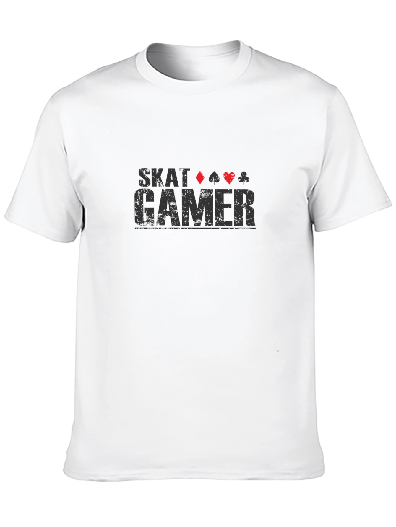 Skat Gamer T-Shirt - Black, Card Suits Graphic Tee - 10