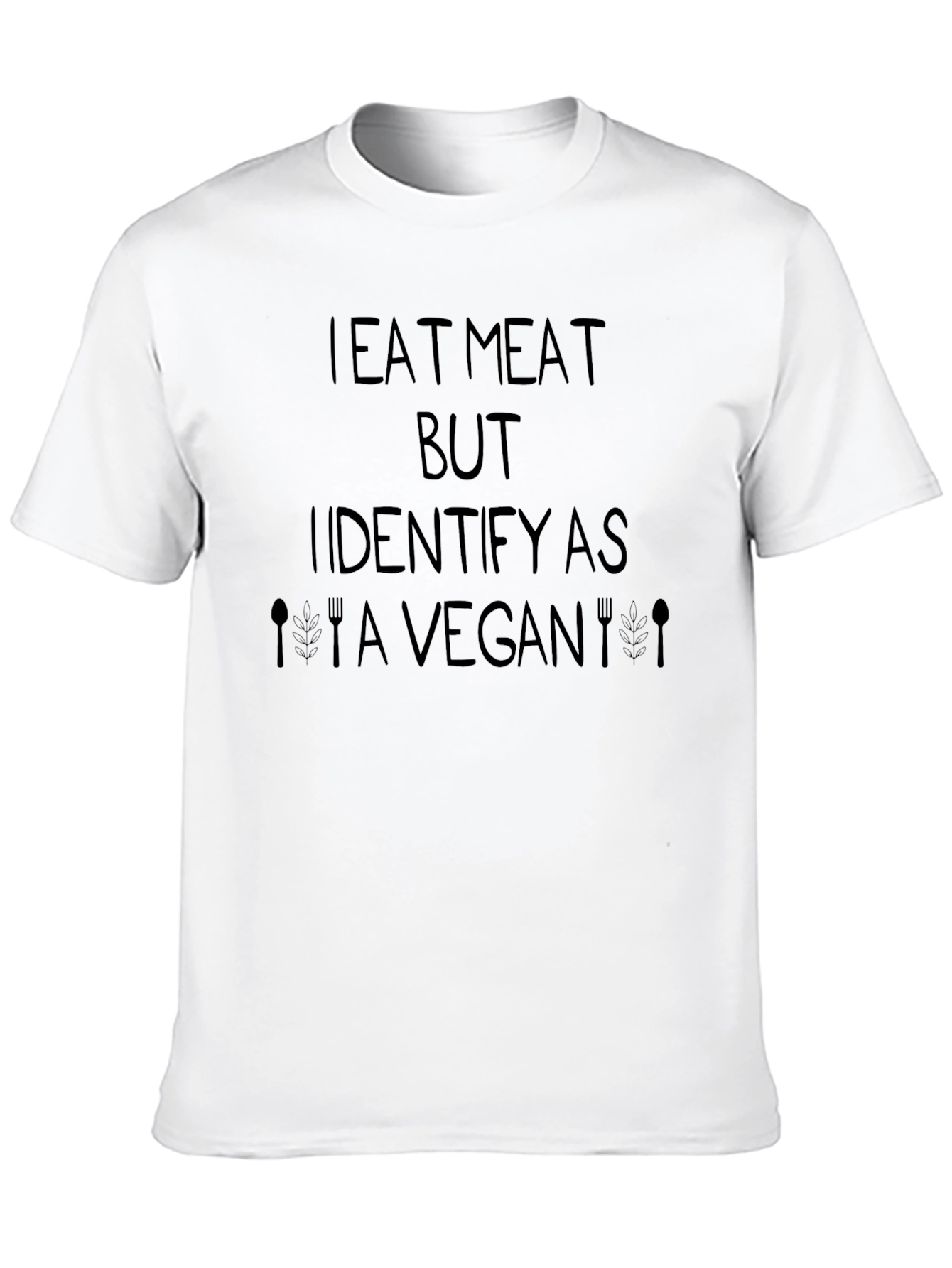 Black I Eat Meat But Identify As A Vegan Graphic Tee view 10