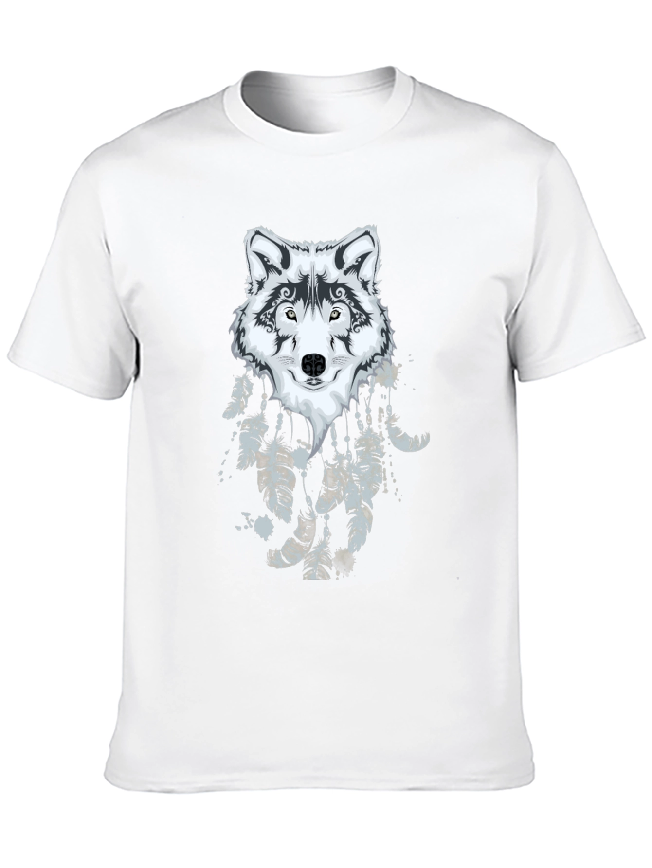 Black Wolf Dreamcatcher Graphic Black T-Shirt view 10