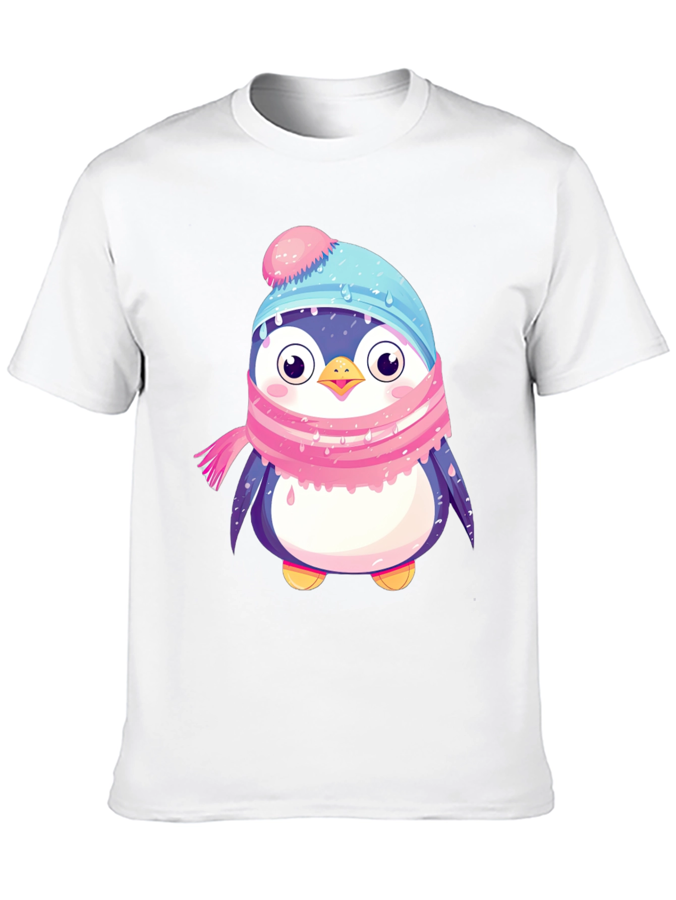 Black Cute Penguin Winter Hat Scarf T-Shirt view 10