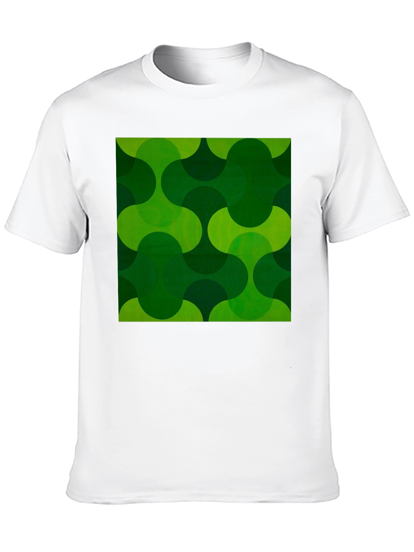 Black Retro Green Geometric Print Black T-Shirt view 10