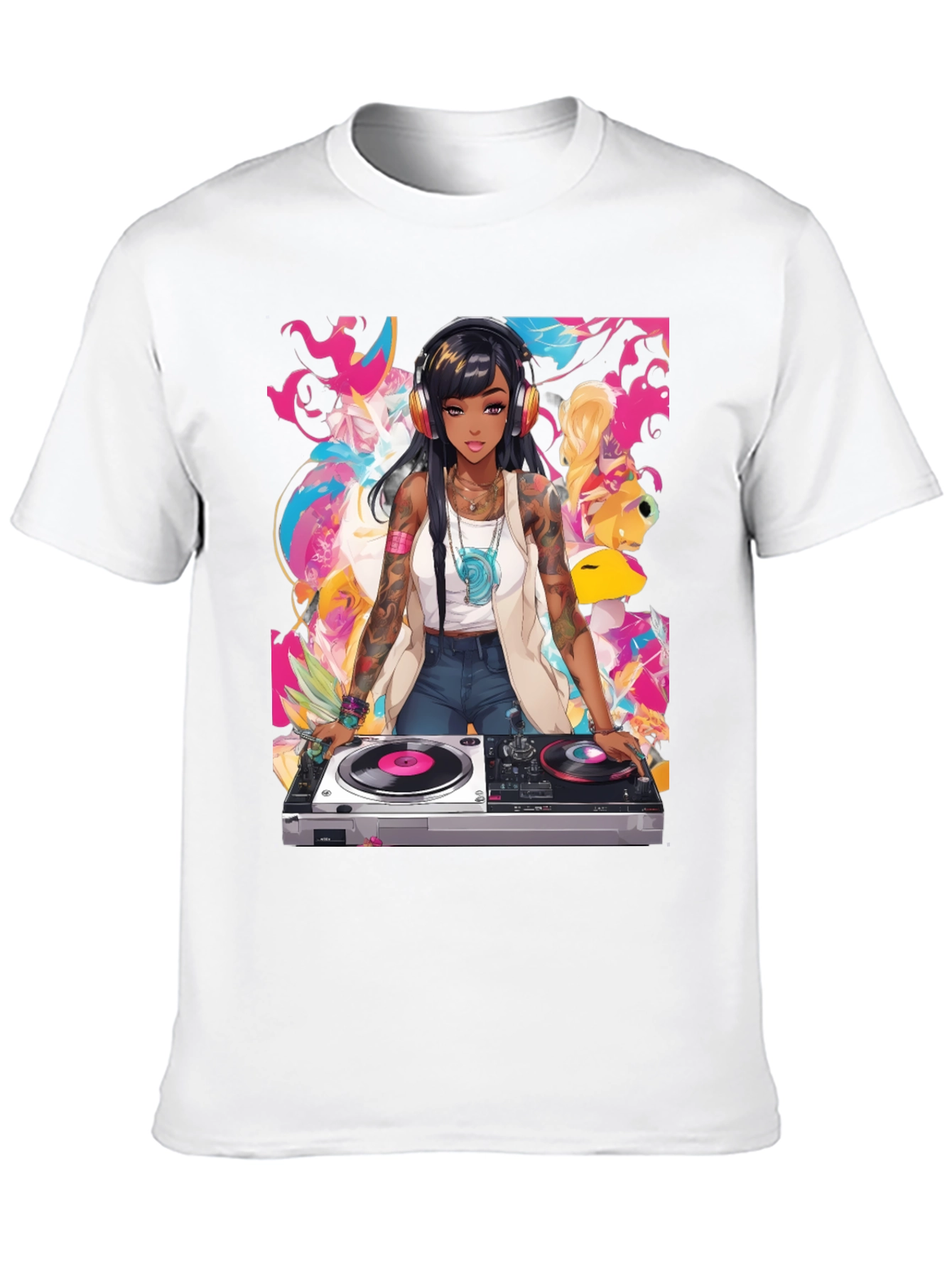 Black DJ Anime Graphic Tee - Cool Black T-Shirt view 10